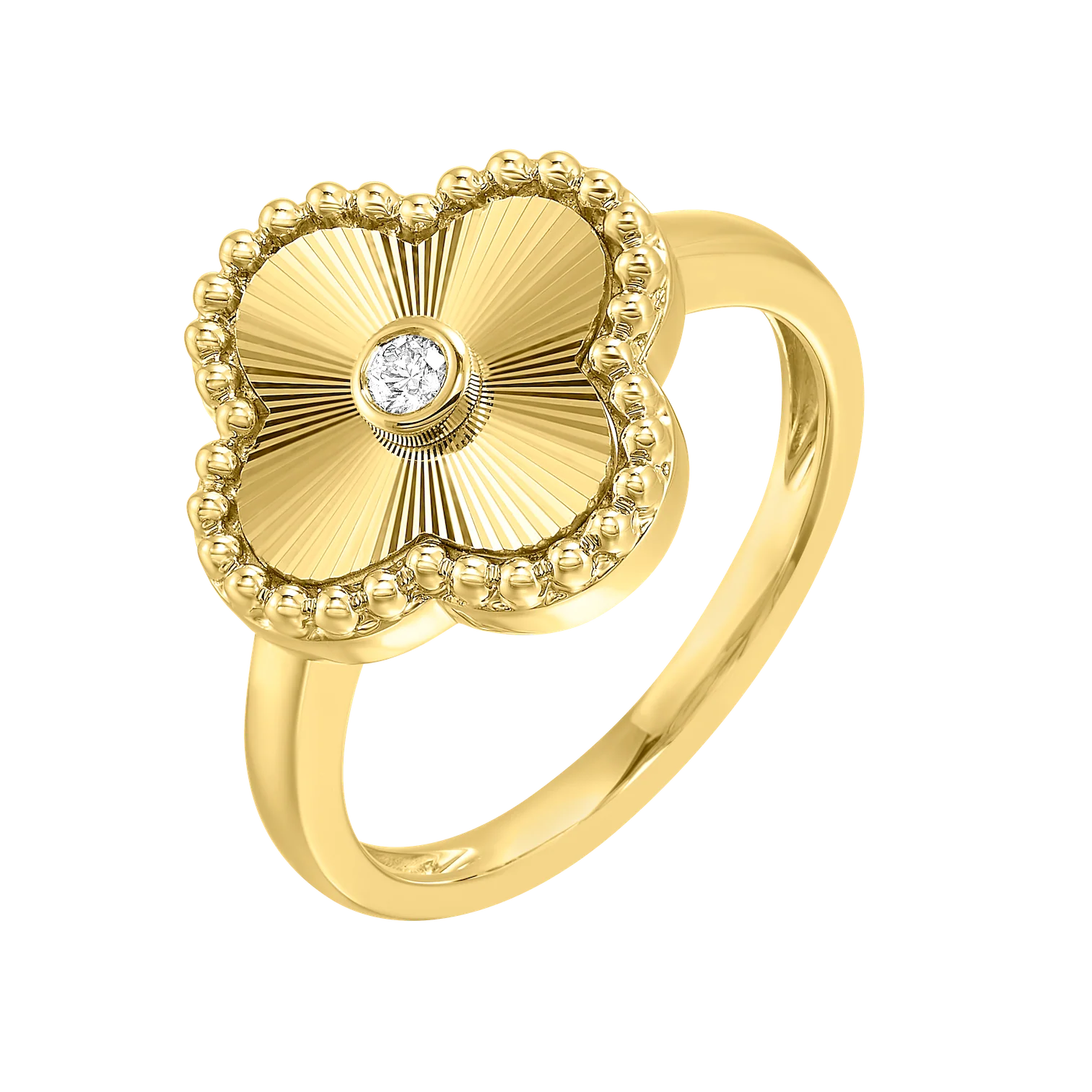 Diamond Clover Ring In 10K Yellow Gold (0.06 CTW)