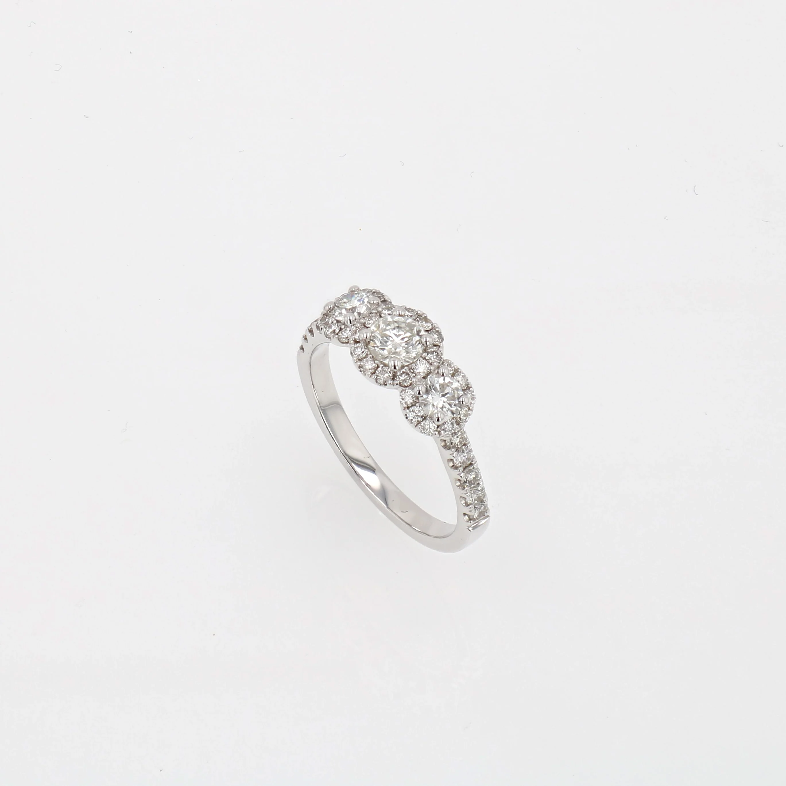 Three Stone Halo Complete Engagement Ring (1.01CTW) - Image 2