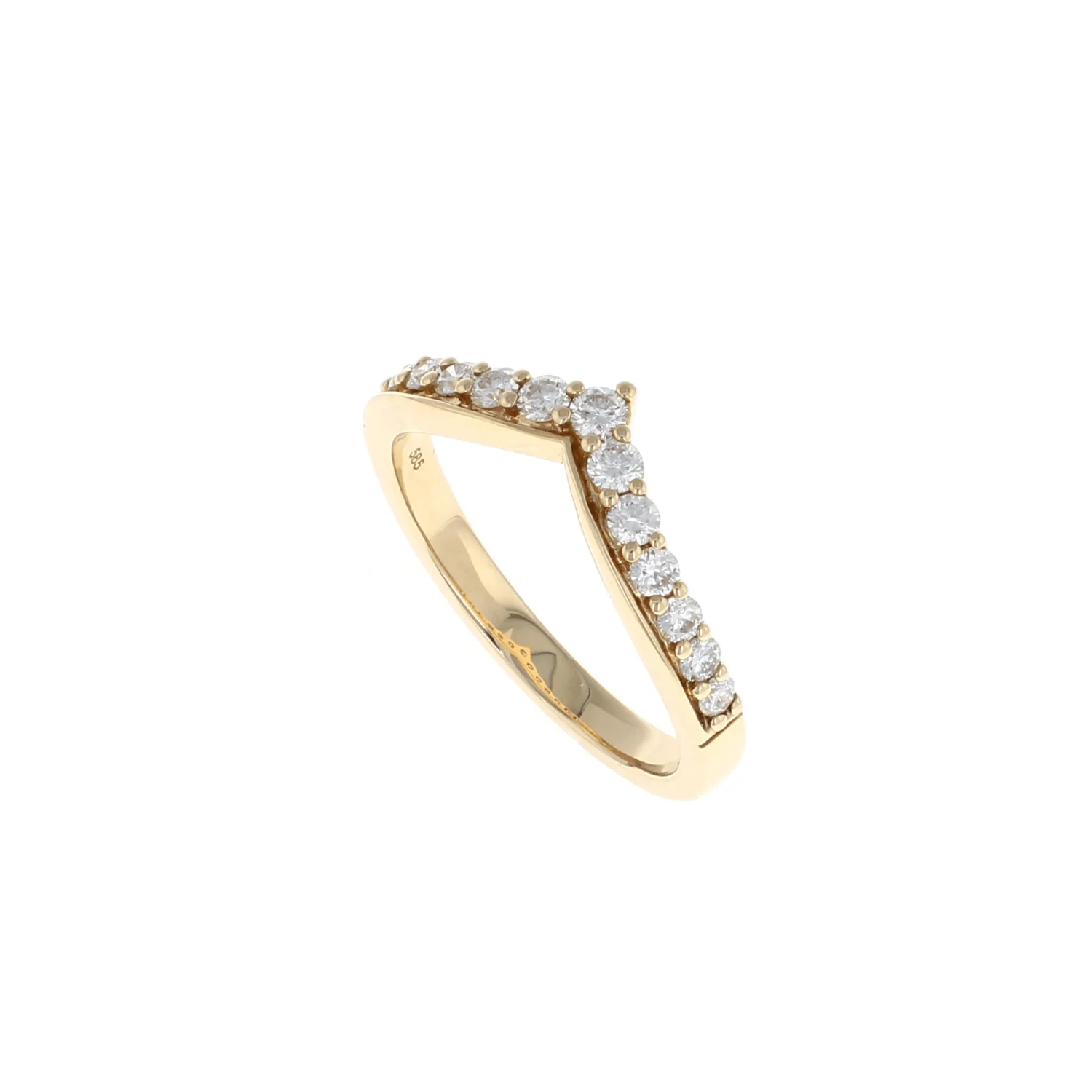 Ladies Diamond "V" Shaped Shared Prong Contour Band (0.38CTW) - Image 2