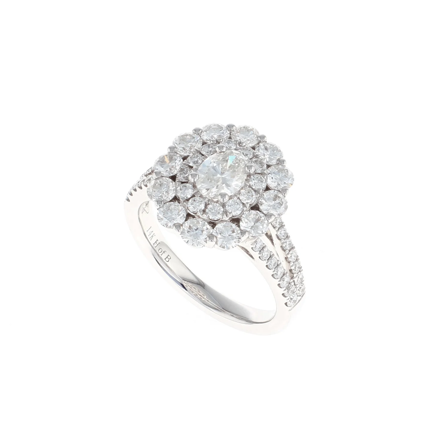 Oval Double Halo Complete Engagement Ring (2.09CTW) - Image 2