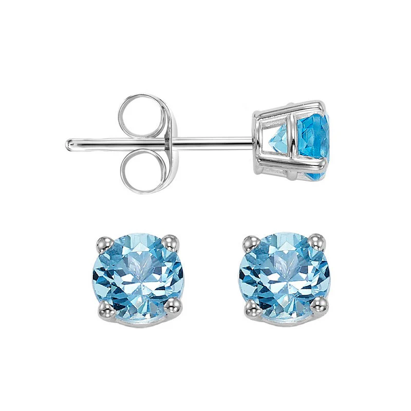 Round Blue Topaz Studs 4.5mm