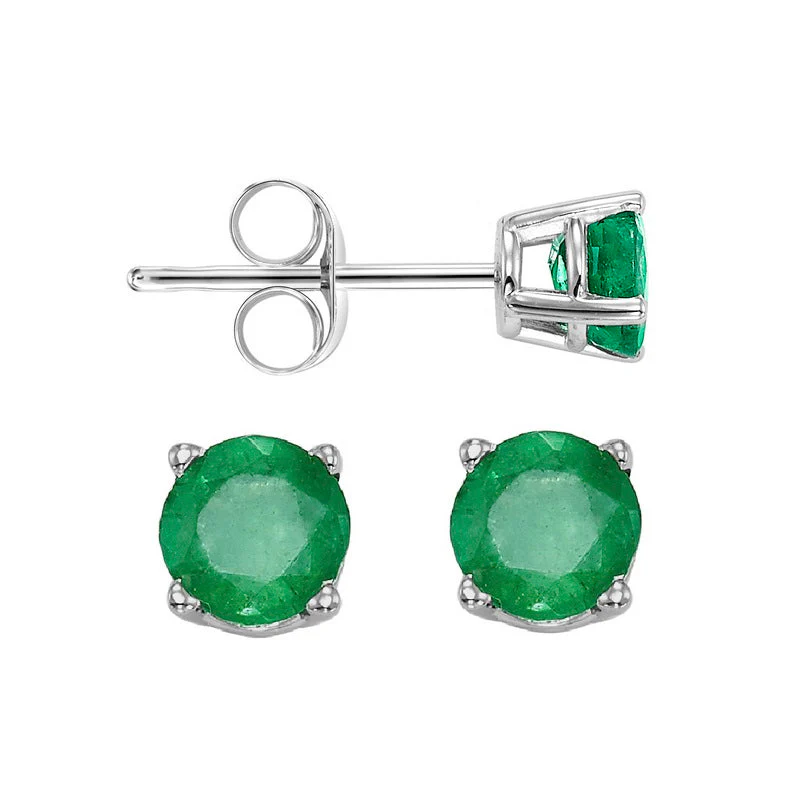 Round Emerald Studs 5mm