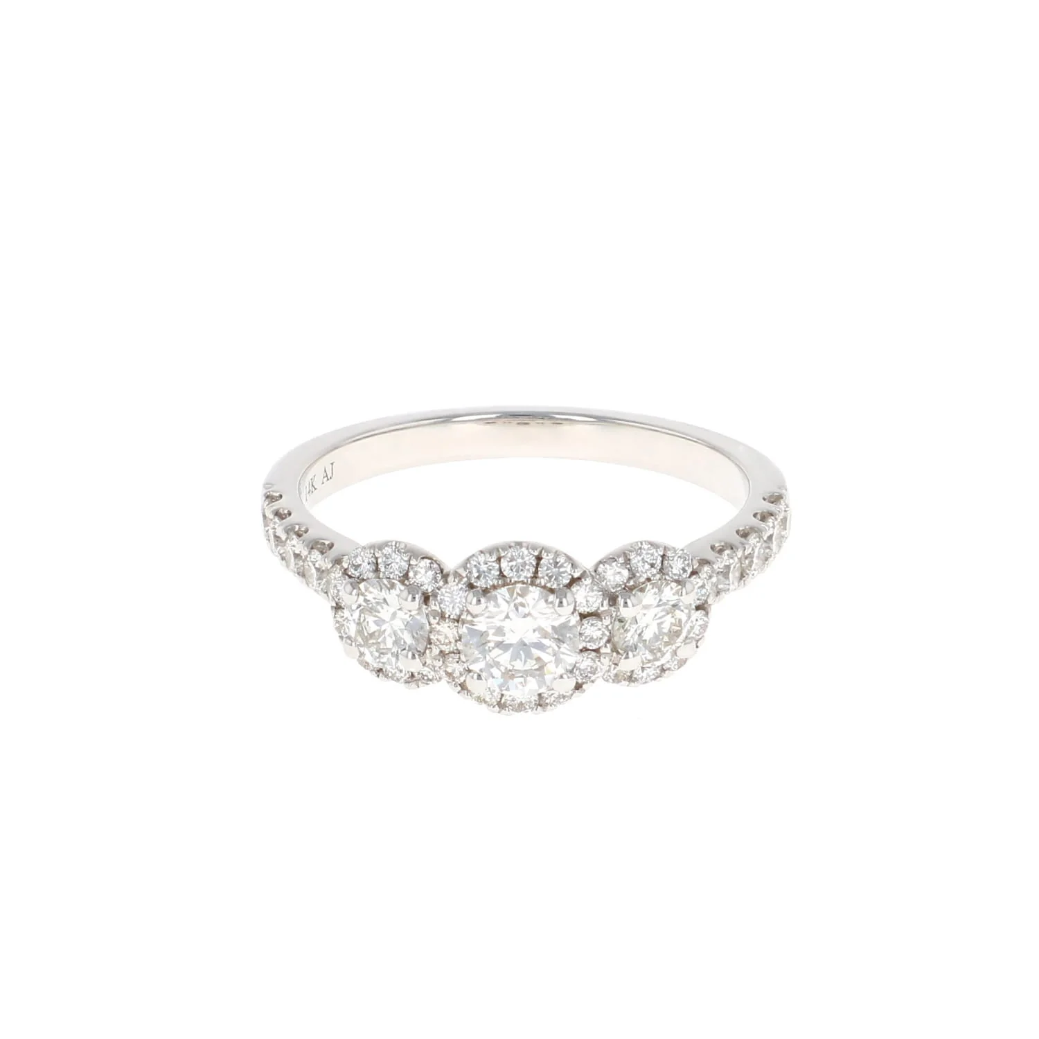 Three Stone Halo Complete Engagement Ring (1.01CTW) - Image 2