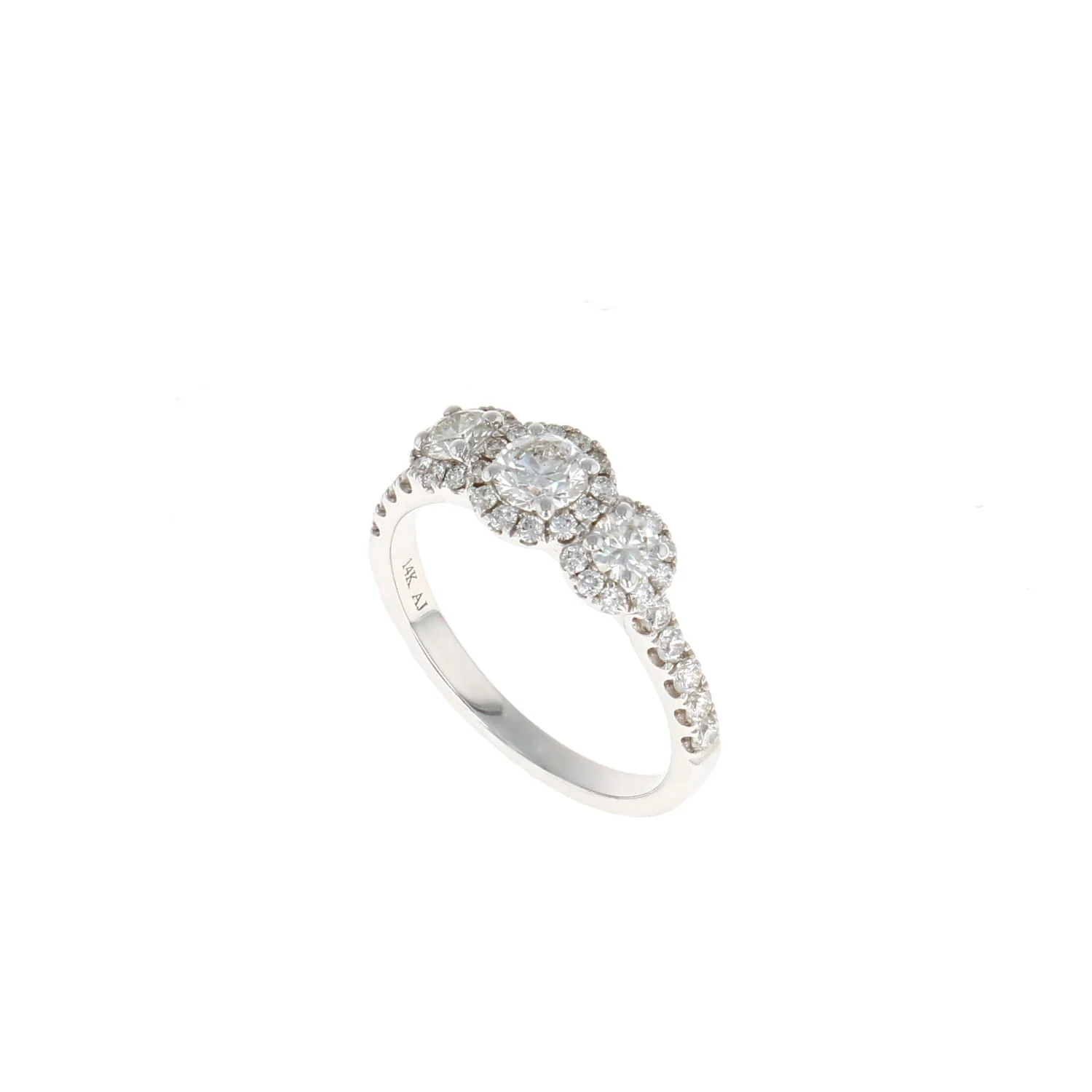 Three Stone Halo Complete Engagement Ring (1.01CTW) - Image 3