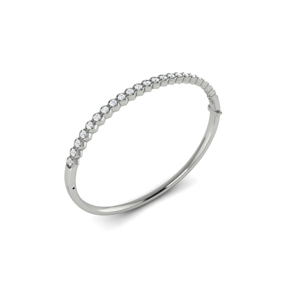 Vlora Serafina 14K Diamond Honeycomb Hinged Bangle (Diamond 1.38CTW) - Image 9