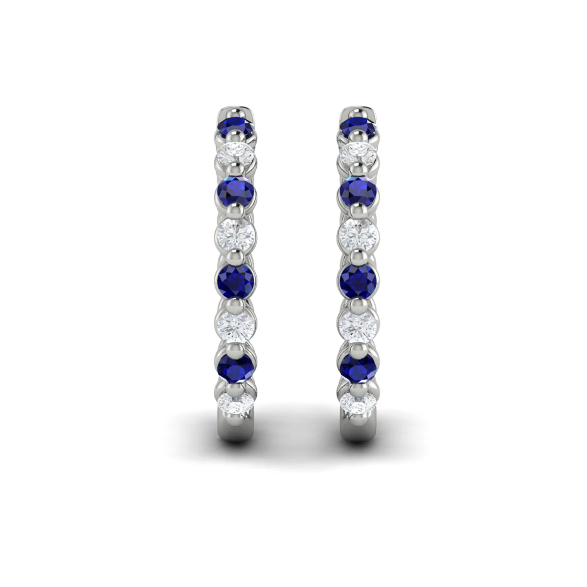 Vlora Adella 14K Gold Diamond and Blue Sapphire Twist Huggie Hoop Earrings (Diamond 0.36CTW, Blue Sapphire 0.52CTW )