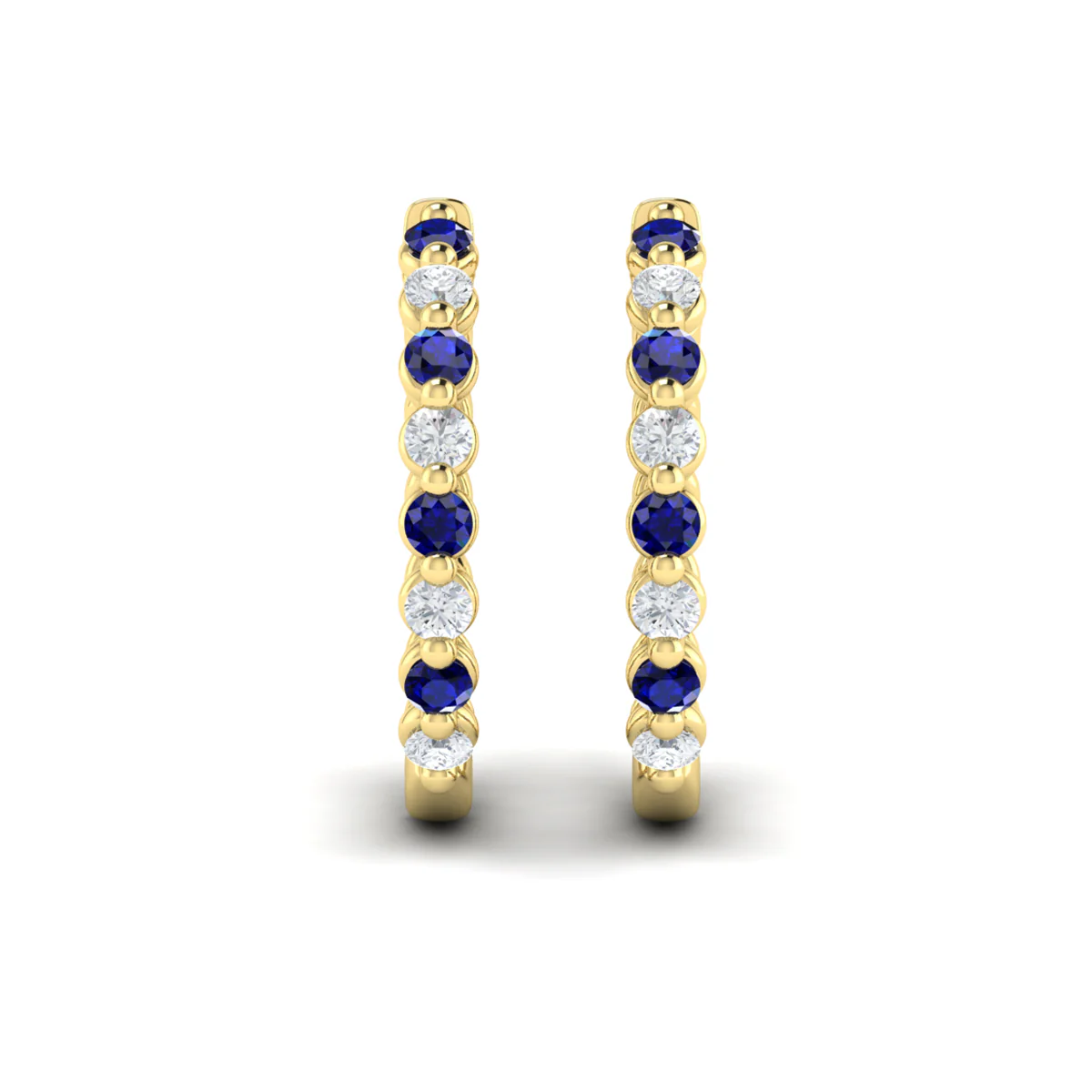 Vlora Adella 14K Gold Diamond and Blue Sapphire Twist Huggie Hoop Earrings (Diamond 0.36CTW, Blue Sapphire 0.52CTW ) - Image 4