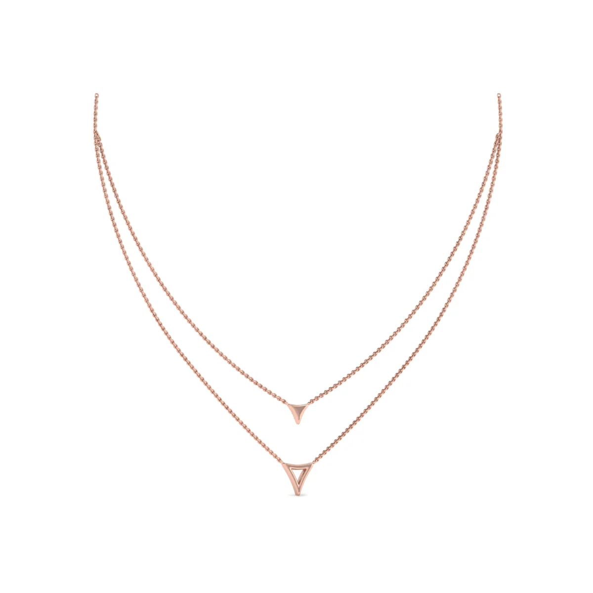 Vlora Miravel 14K Diamond Open Trinity Two Row Necklace (0.2CTW) - Image 2
