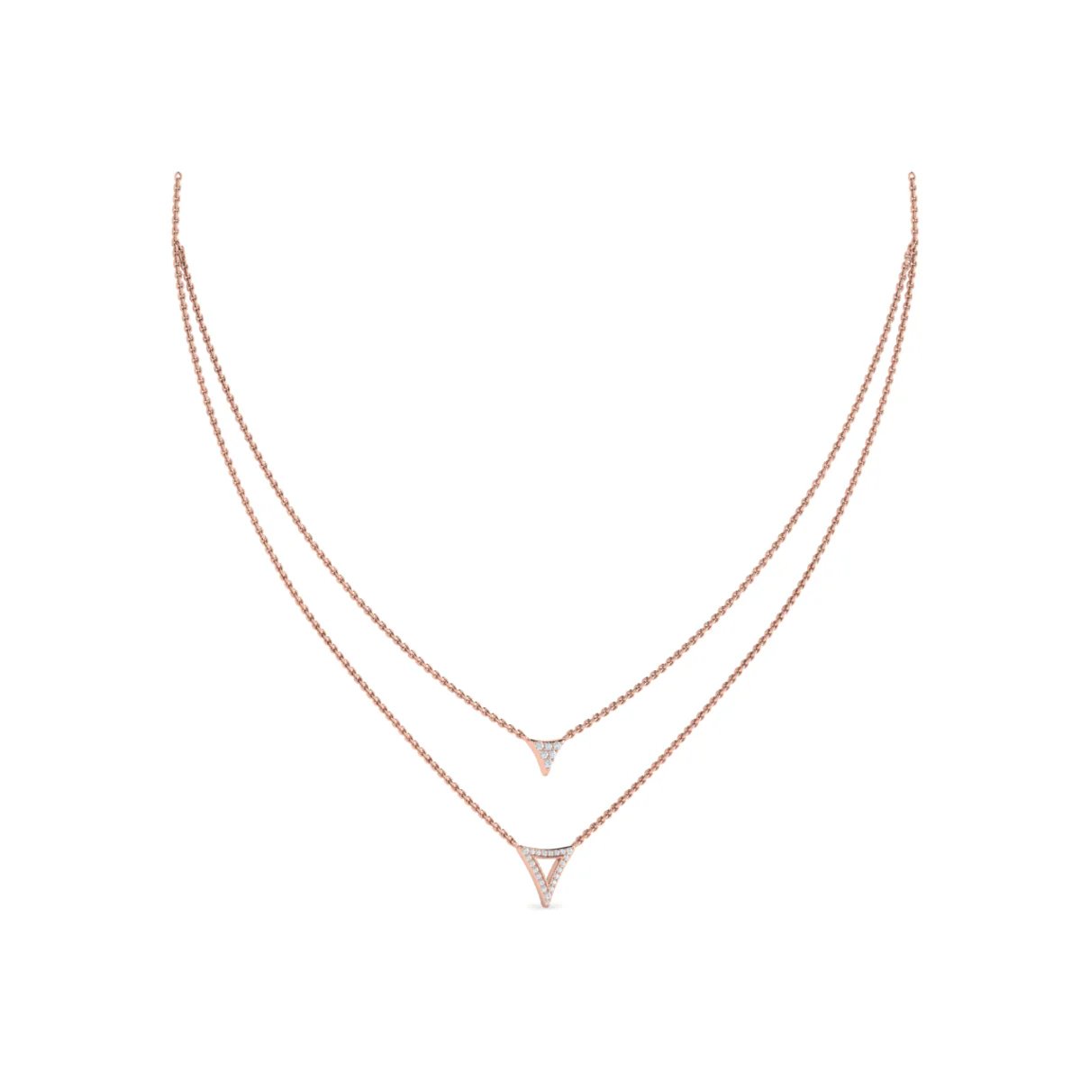 Vlora Miravel 14K Diamond Open Trinity Two Row Necklace (0.2CTW) - Image 3