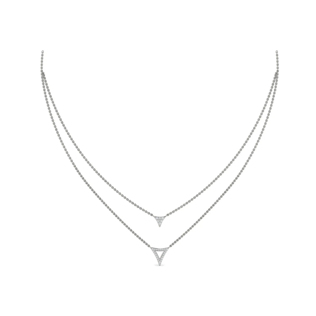 Vlora Miravel 14K Diamond Open Trinity Two Row Necklace (0.2CTW) - Image 4