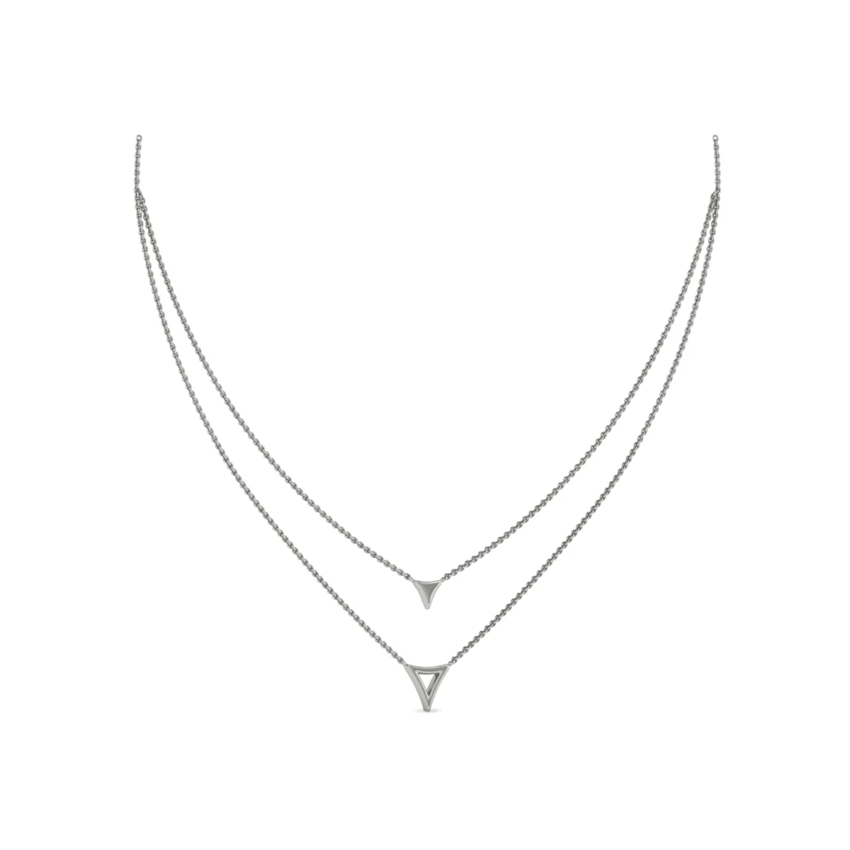 Vlora Miravel 14K Diamond Open Trinity Two Row Necklace (0.2CTW) - Image 5