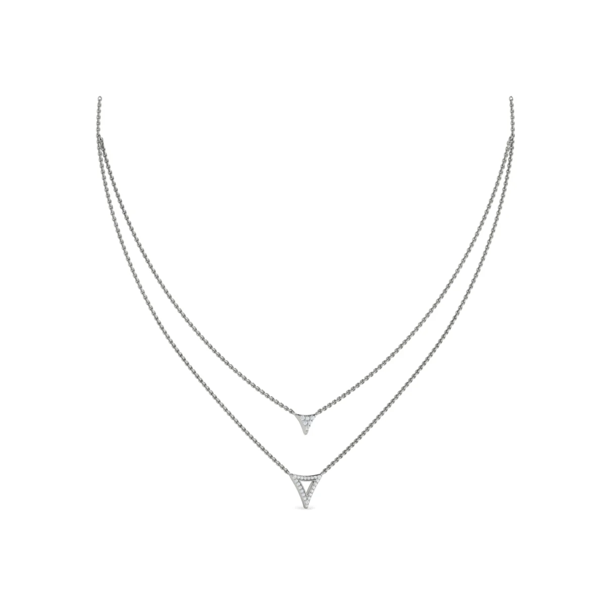 Vlora Miravel 14K Diamond Open Trinity Two Row Necklace (0.2CTW) - Image 6