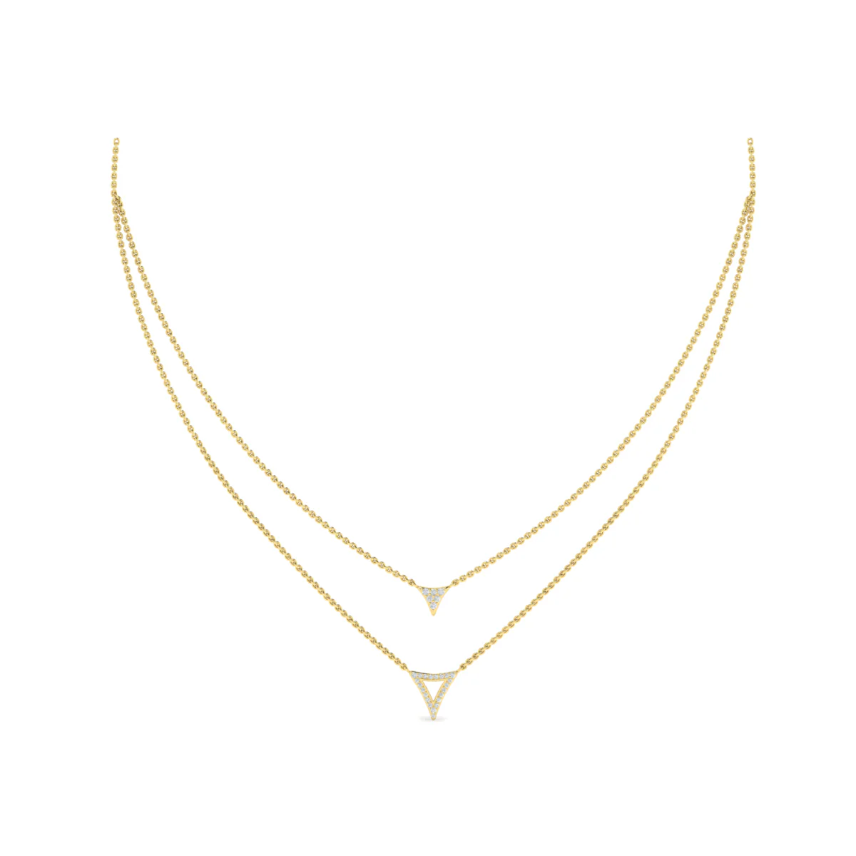 Vlora Miravel 14K Diamond Open Trinity Two Row Necklace (0.2CTW) - Image 7