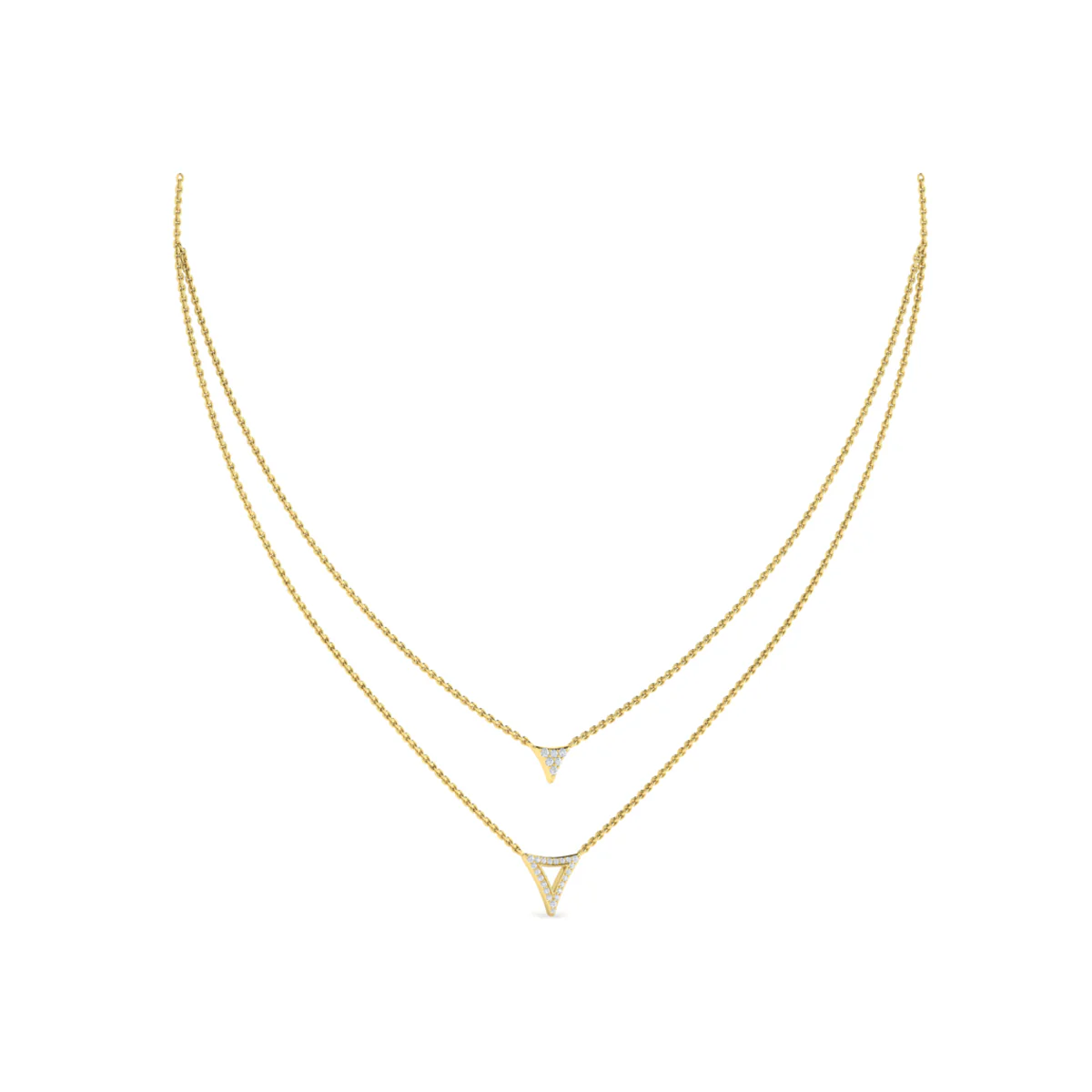 Vlora Miravel 14K Diamond Open Trinity Two Row Necklace (0.2CTW) - Image 9