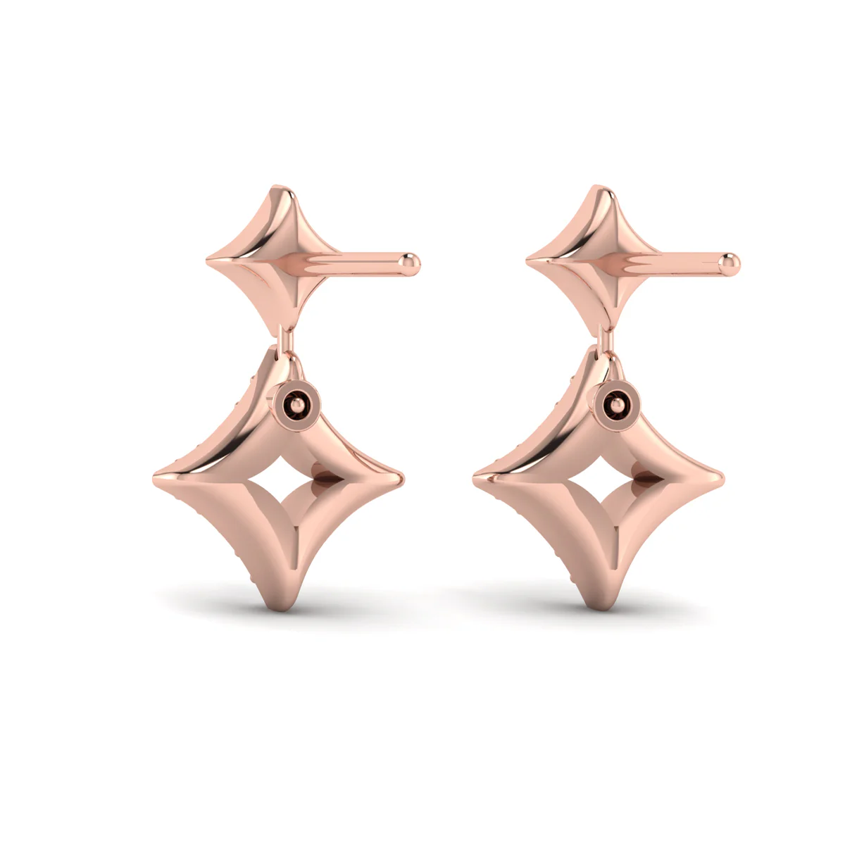 Vlora Estrella 14K Diamond Double Vlora Star Open Motif Drop Stud Earrings (0.26CTW) - Image 2