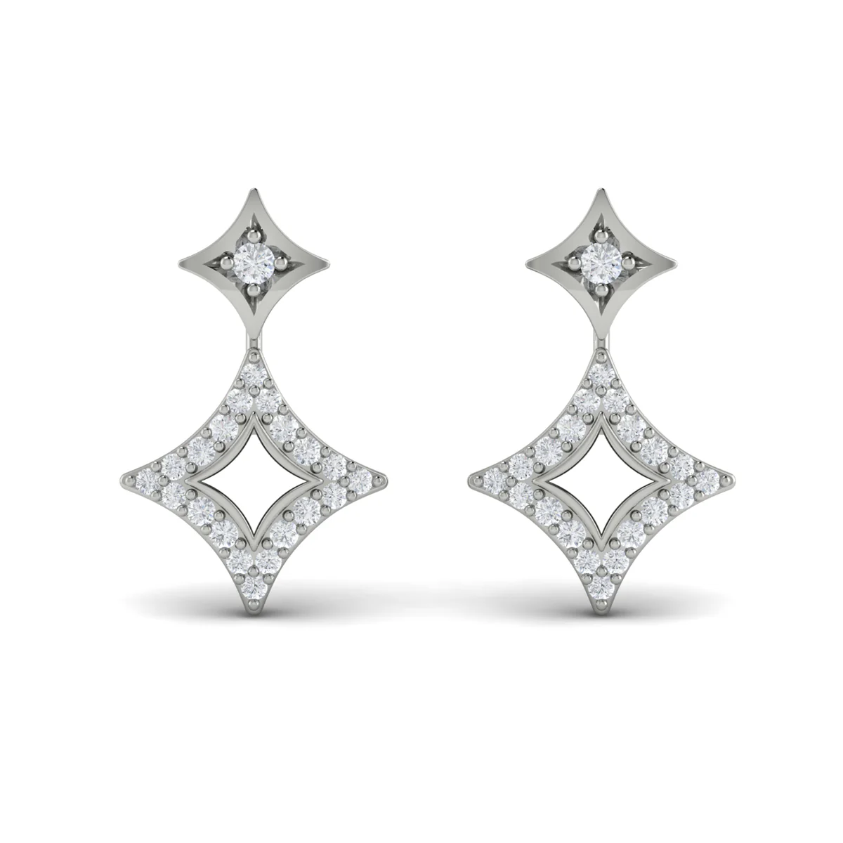 Vlora Estrella 14K Diamond Double Vlora Star Open Motif Drop Stud Earrings (0.26CTW) - Image 4