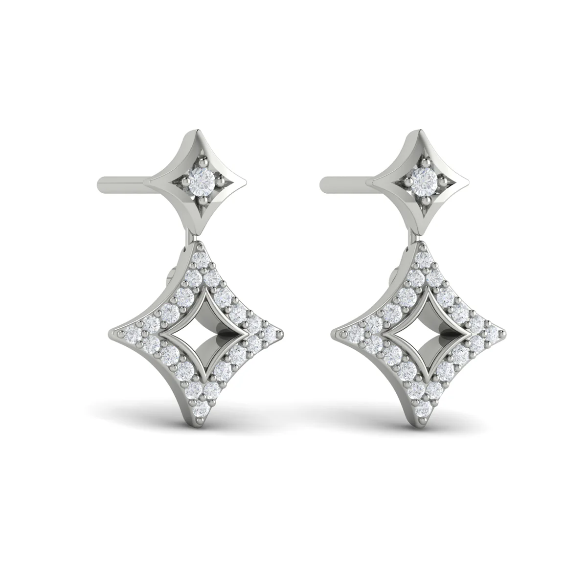 Vlora Estrella 14K Diamond Double Vlora Star Open Motif Drop Stud Earrings (0.26CTW) - Image 6