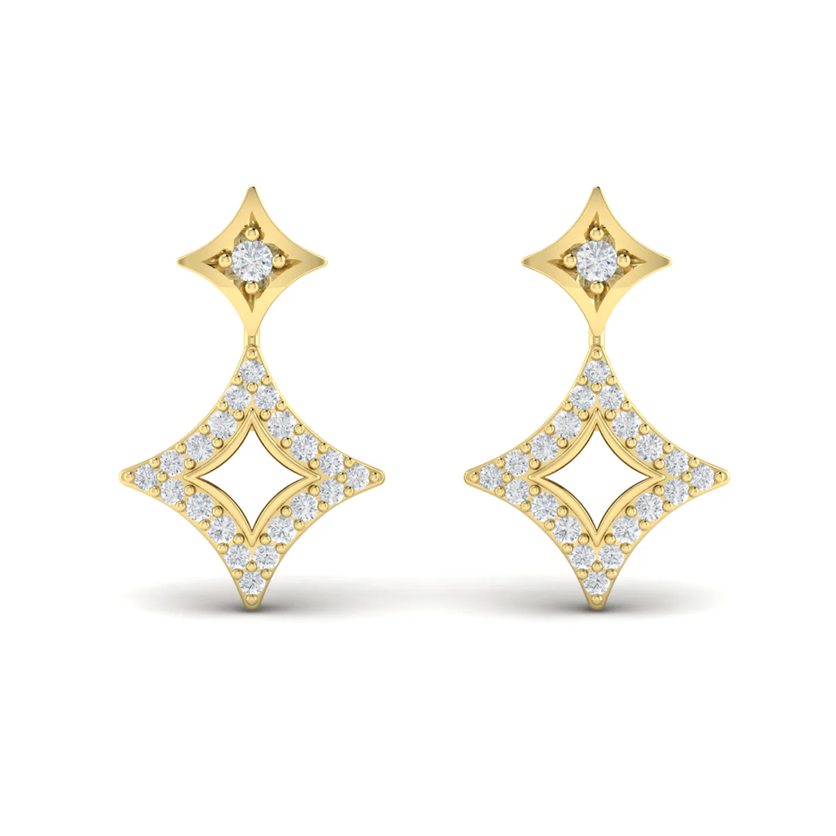 Vlora Estrella 14K Diamond Double Vlora Star Open Motif Drop Stud Earrings (0.26CTW) - Image 7