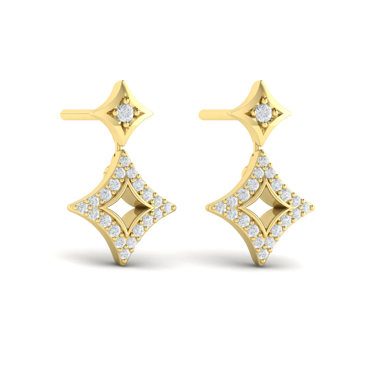 Vlora Estrella 14K Diamond Double Vlora Star Open Motif Drop Stud Earrings (0.26CTW) - Image 9