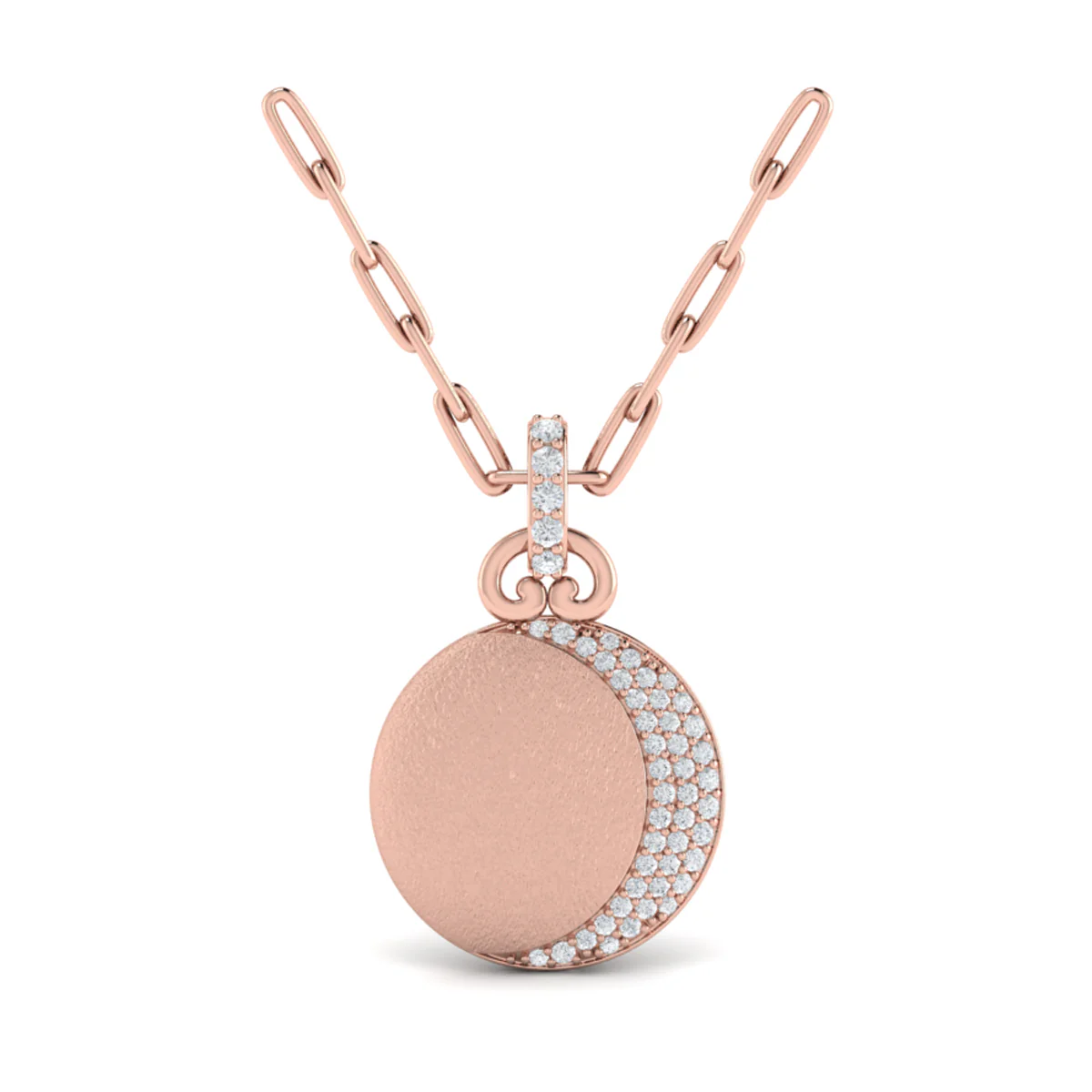 Vlora Amuleta 14K Diamond Moon Pendant Link Necklace (0.26CTW)