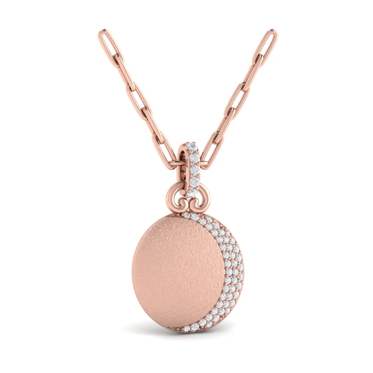 Vlora Amuleta 14K Diamond Moon Pendant Link Necklace (0.26CTW) - Image 3