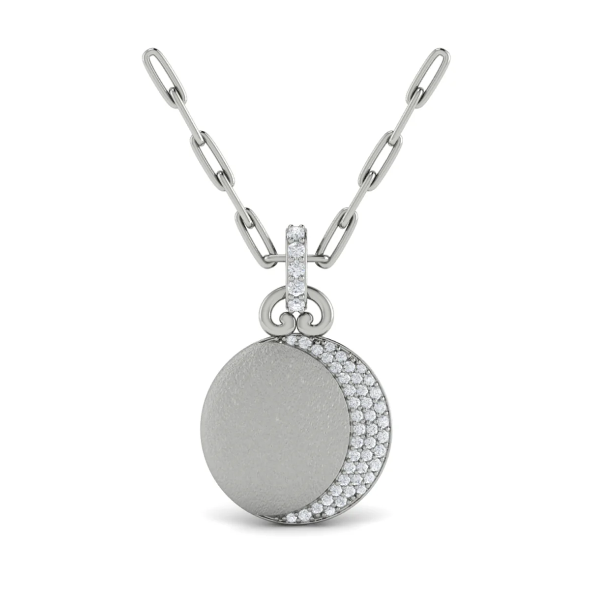 Vlora Amuleta 14K Diamond Moon Pendant Link Necklace (0.26CTW) - Image 4
