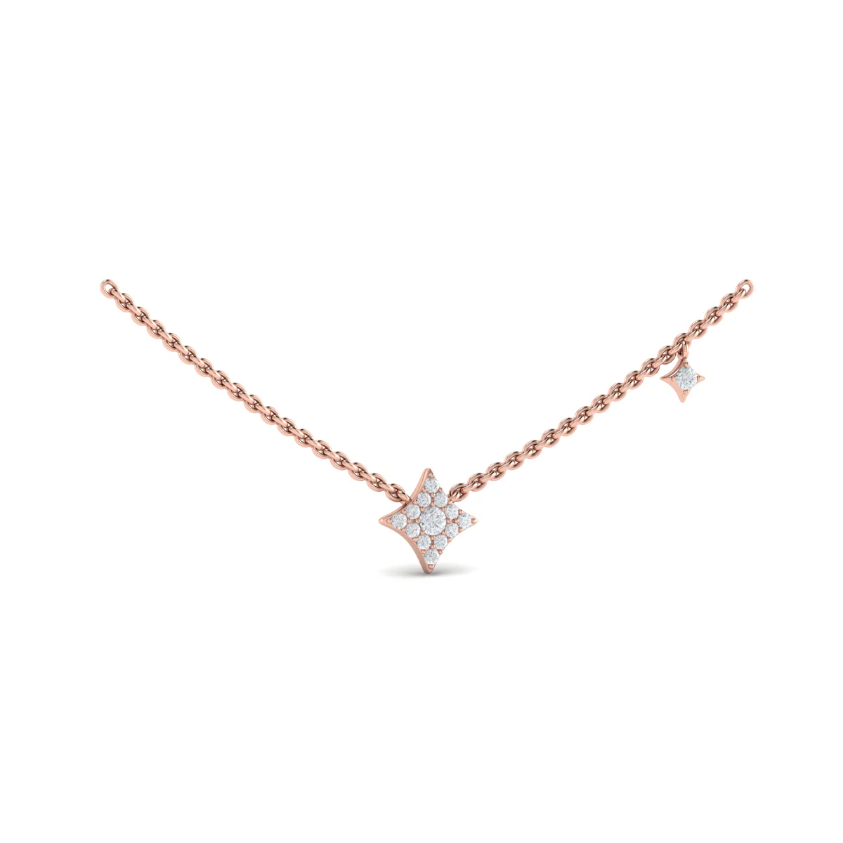Vlora Estrella 14K Diamond Cluster Vlora Star Double Pendant Necklace (0.23CTW) - Image 3