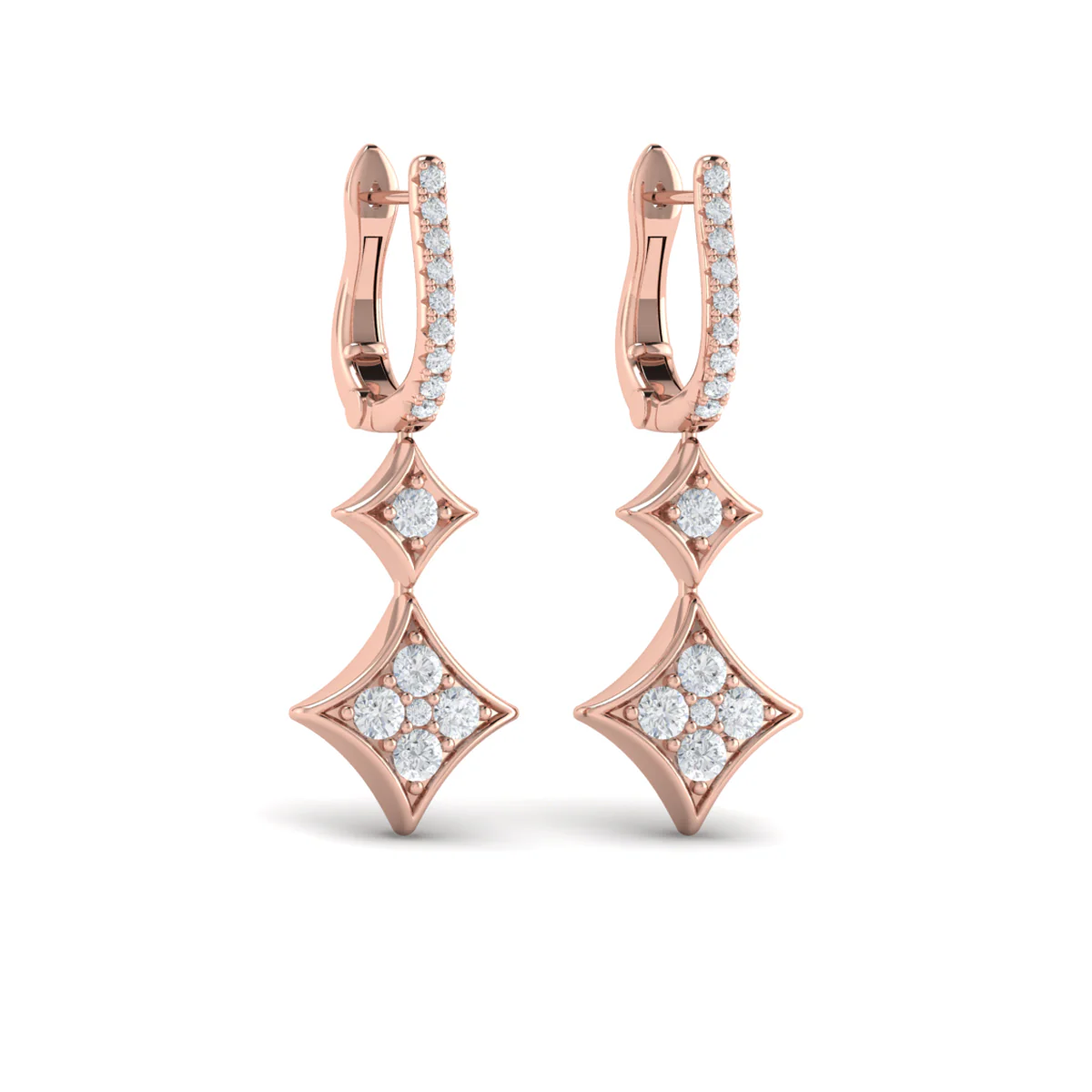 Vlora Estrella 14K Diamond Double Vlora Star Drop Huggie Earrings (0.65CTW) - Image 3