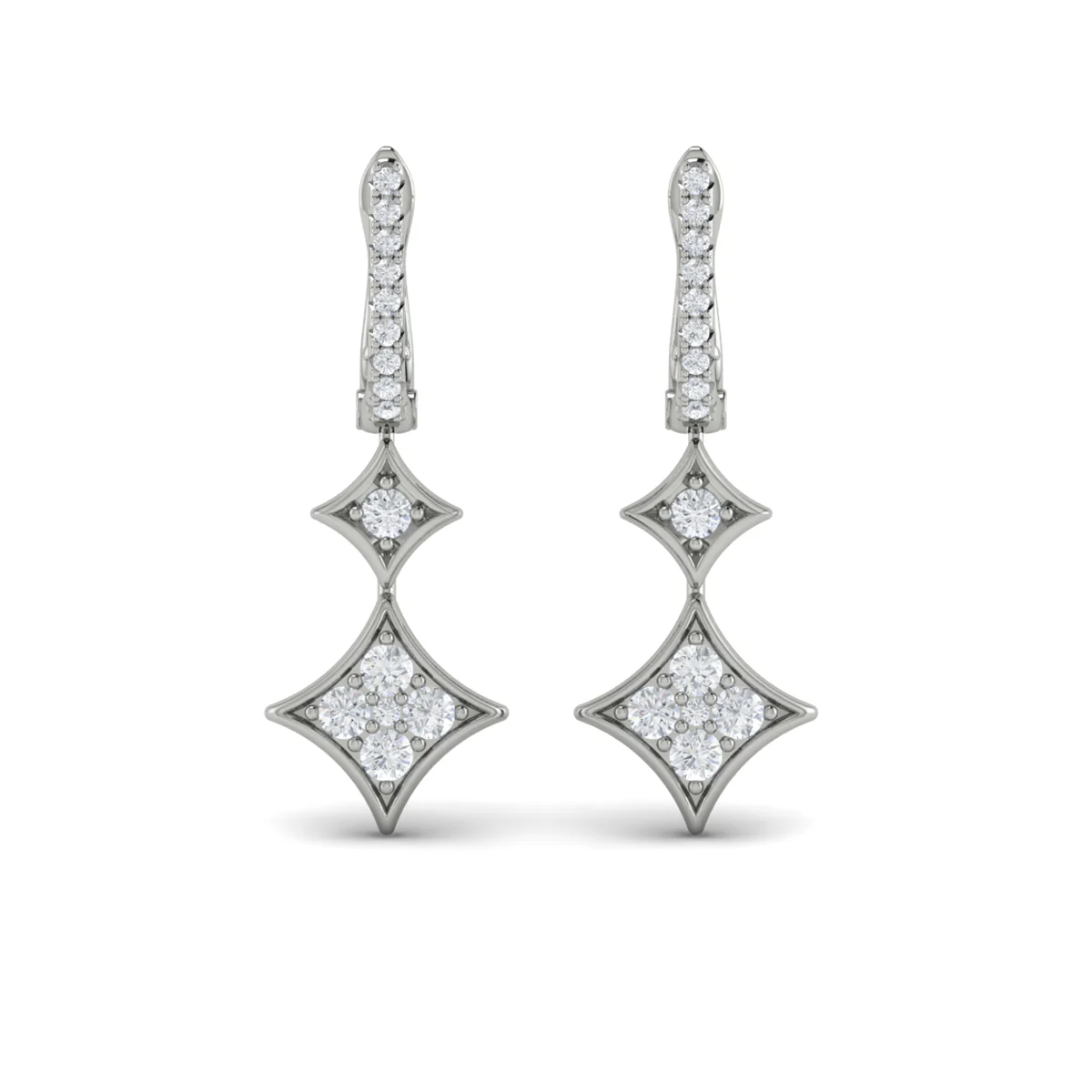 Vlora Estrella 14K Diamond Double Vlora Star Drop Huggie Earrings (0.65CTW) - Image 4