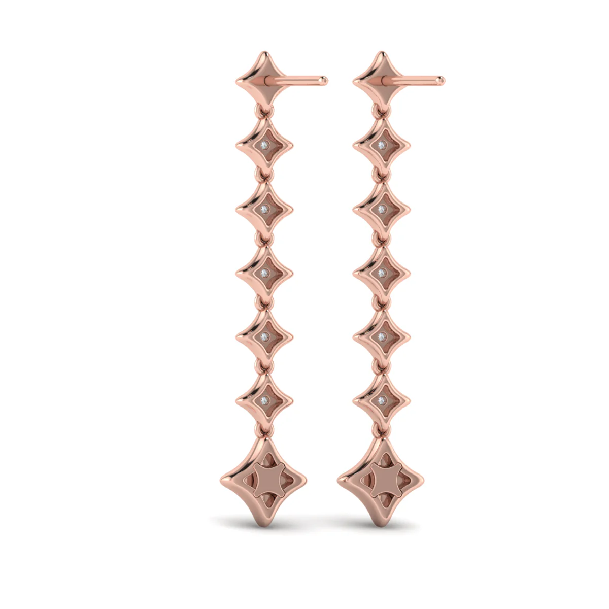 Vlora Estrella 14K Diamond Star Long Drop Statement Earrings (0.58CTW) - Image 2