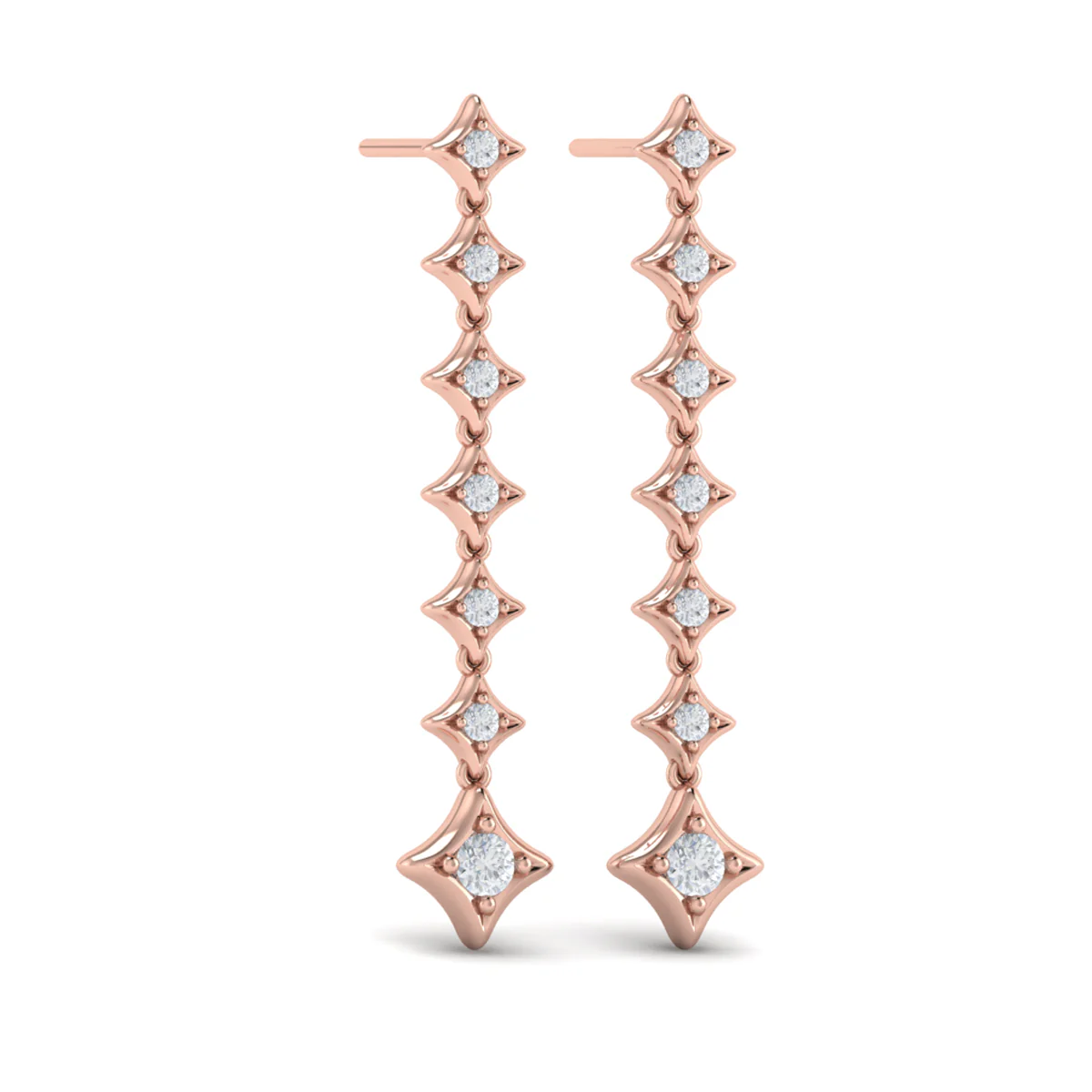 Vlora Estrella 14K Diamond Star Long Drop Statement Earrings (0.58CTW) - Image 3