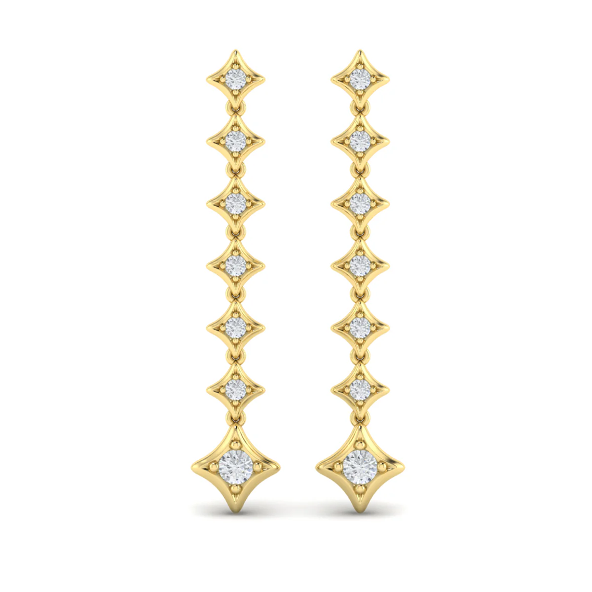 Vlora Estrella 14K Diamond Star Long Drop Statement Earrings (0.58CTW) - Image 7