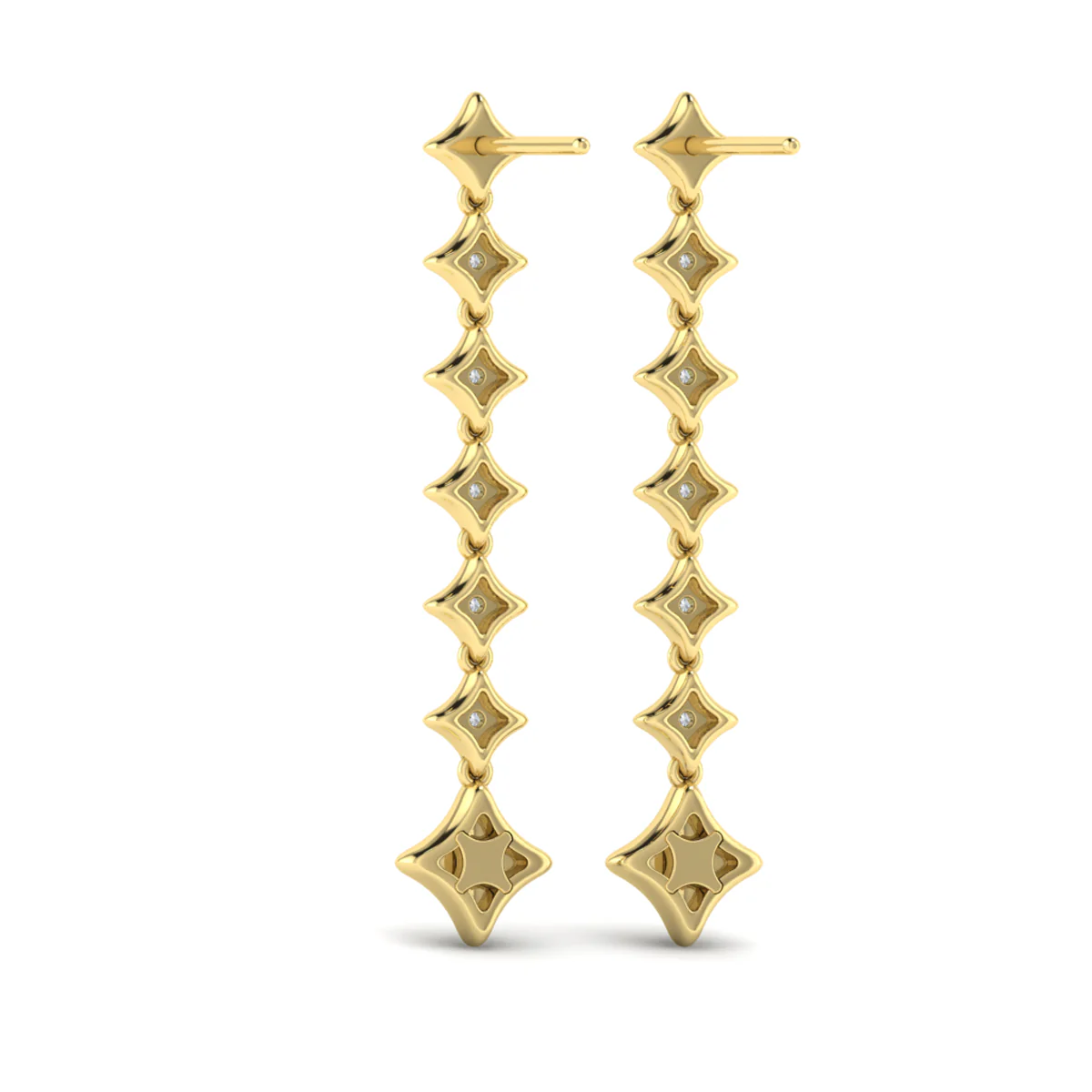 Vlora Estrella 14K Diamond Star Long Drop Statement Earrings (0.58CTW) - Image 8