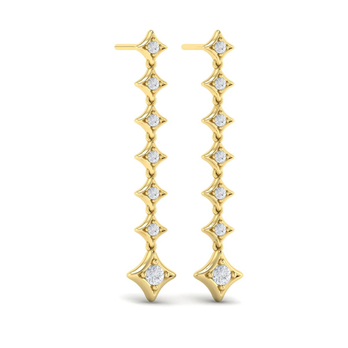 Vlora Estrella 14K Diamond Star Long Drop Statement Earrings (0.58CTW) - Image 9