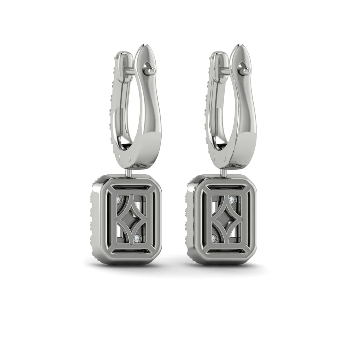 Vlora Karina 14K Diamond Baguette Halo Drop Huggie Earrings (1.15CTW) - Image 5