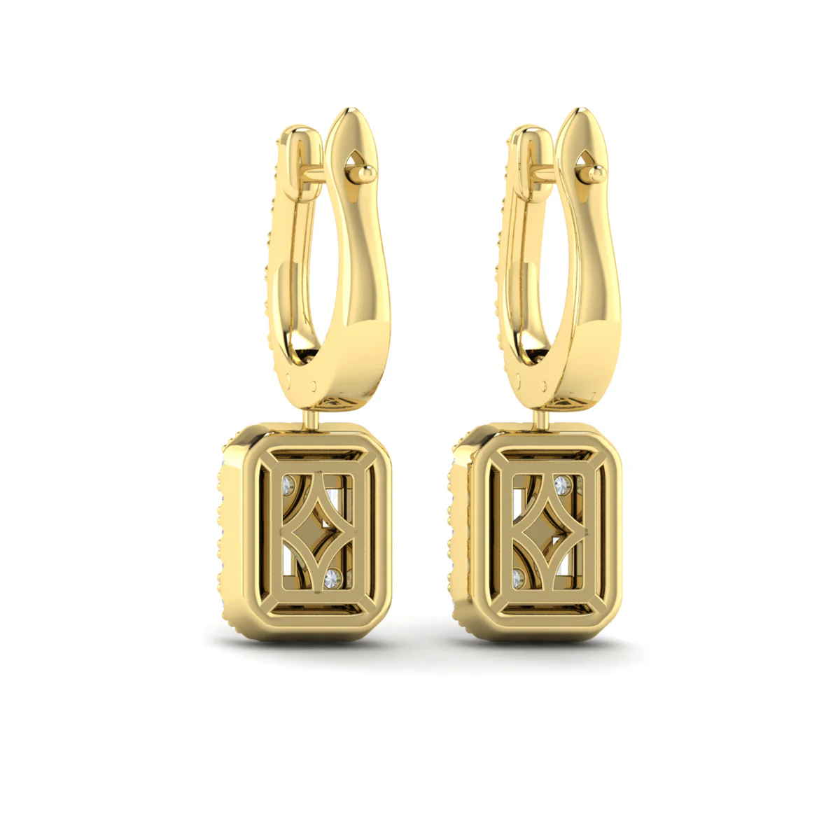 Vlora Karina 14K Diamond Baguette Halo Drop Huggie Earrings (1.15CTW) - Image 8