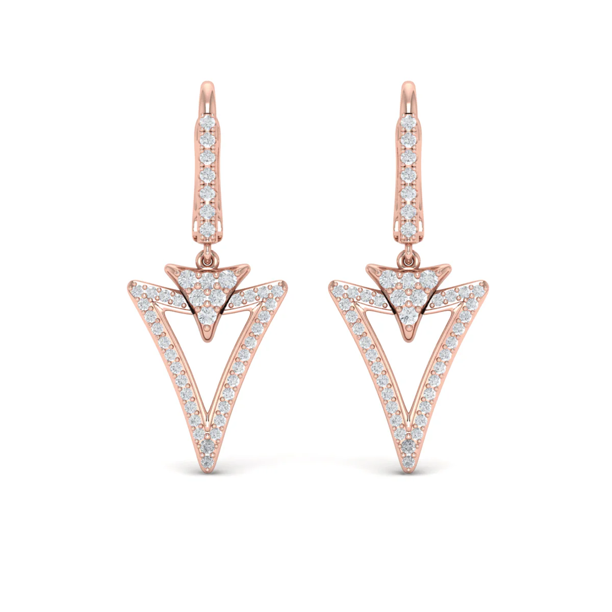 Vlora Miravel 14K Diamond Baguette Double Trinity Huggie Earrings (0.6CTW)