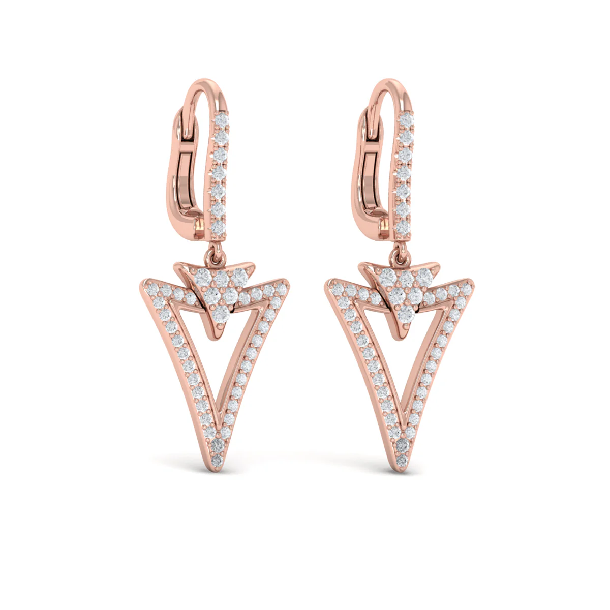 Vlora Miravel 14K Diamond Baguette Double Trinity Huggie Earrings (0.6CTW) - Image 3