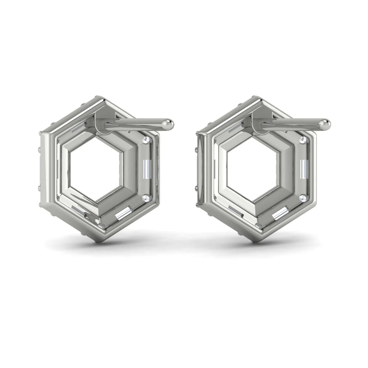 Vlora Karina 14K Diamond Baguette Double Row Open Honeycomb Stud Earrings (0.76CTW) - Image 5