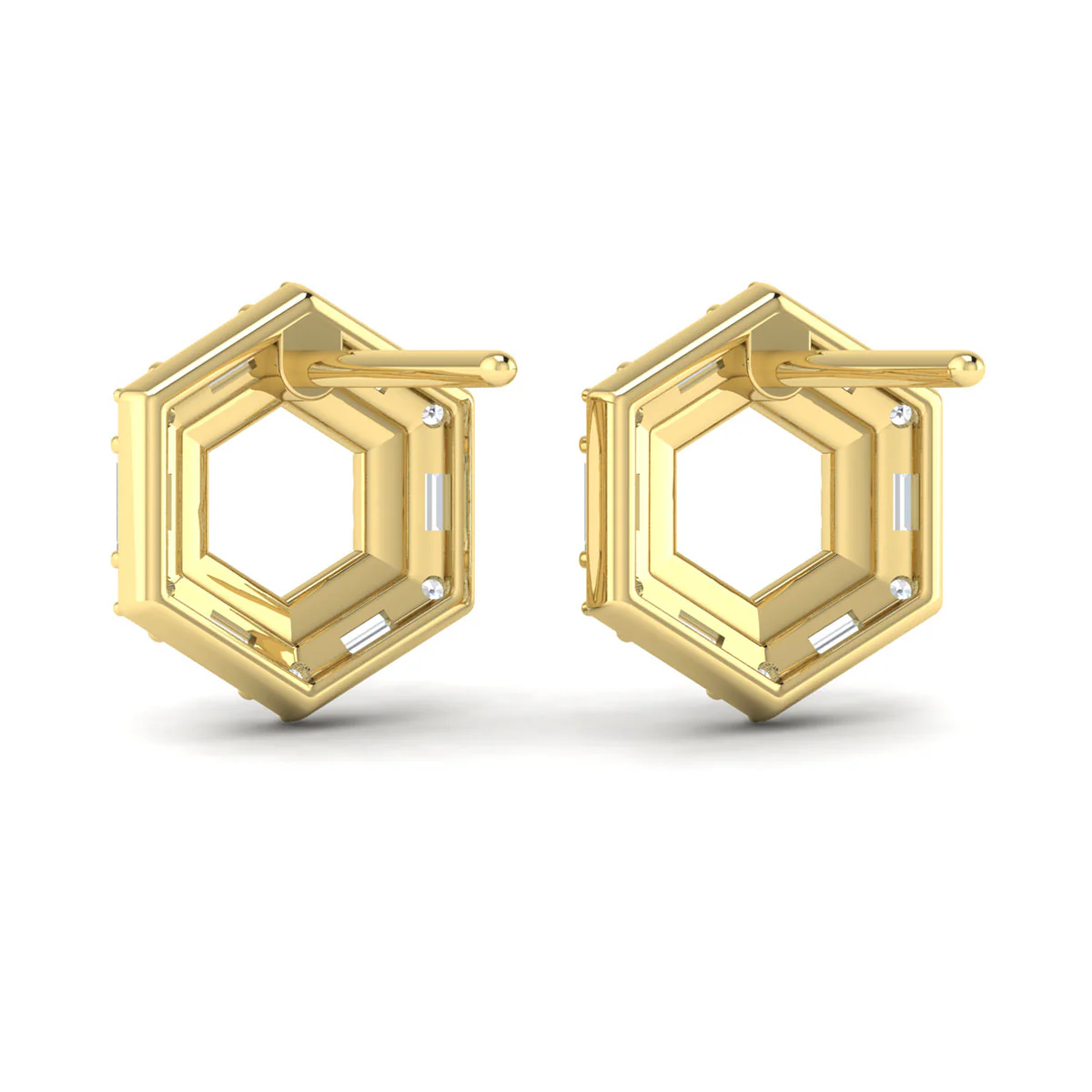 Vlora Karina 14K Diamond Baguette Double Row Open Honeycomb Stud Earrings (0.76CTW) - Image 8