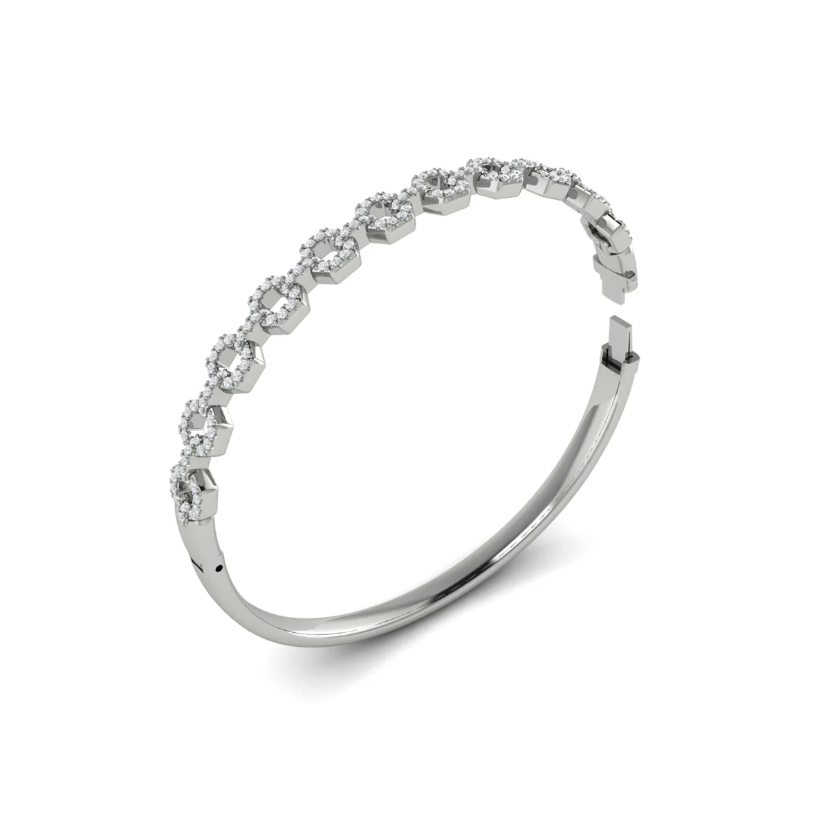 Vlora Serafina 14K Diamond Open Link Hinged Bangle (Diamond 1.07CTW) - Image 5