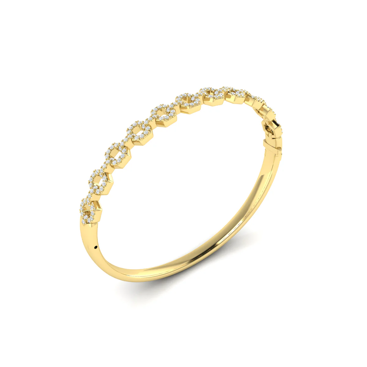 Vlora Serafina 14K Diamond Open Link Hinged Bangle (Diamond 1.07CTW) - Image 9
