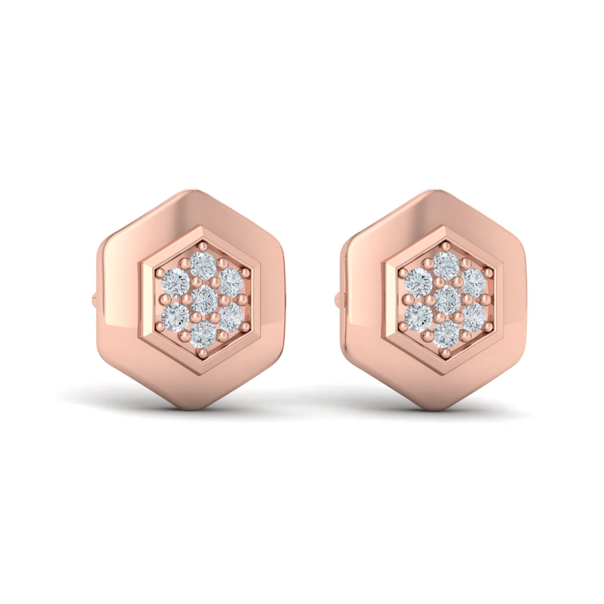 Vlora Serafina 14K Diamond Cluster Honeycomb Stud Earrings (0.18CTW) - Image 3