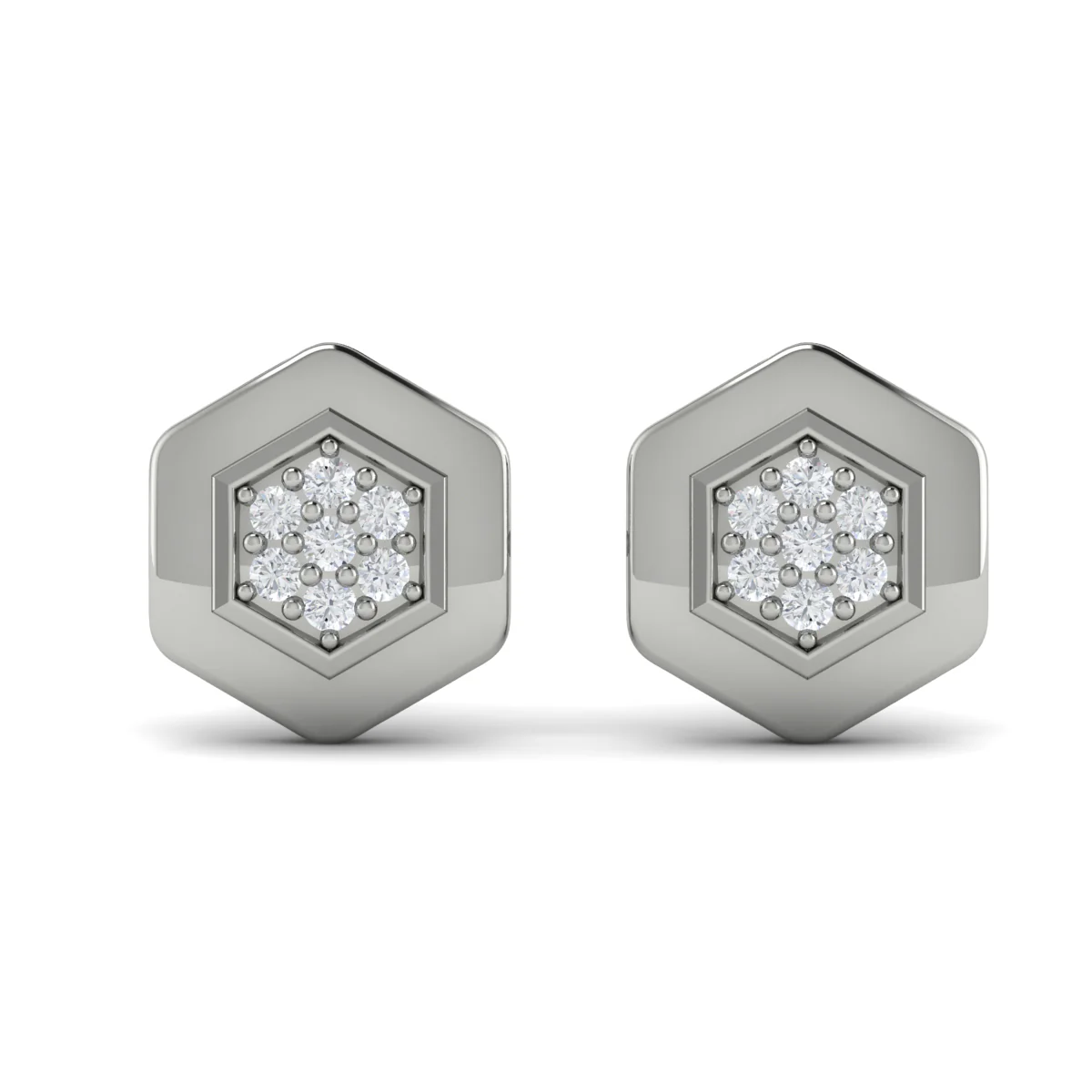 Vlora Serafina 14K Diamond Cluster Honeycomb Stud Earrings (0.18CTW) - Image 4