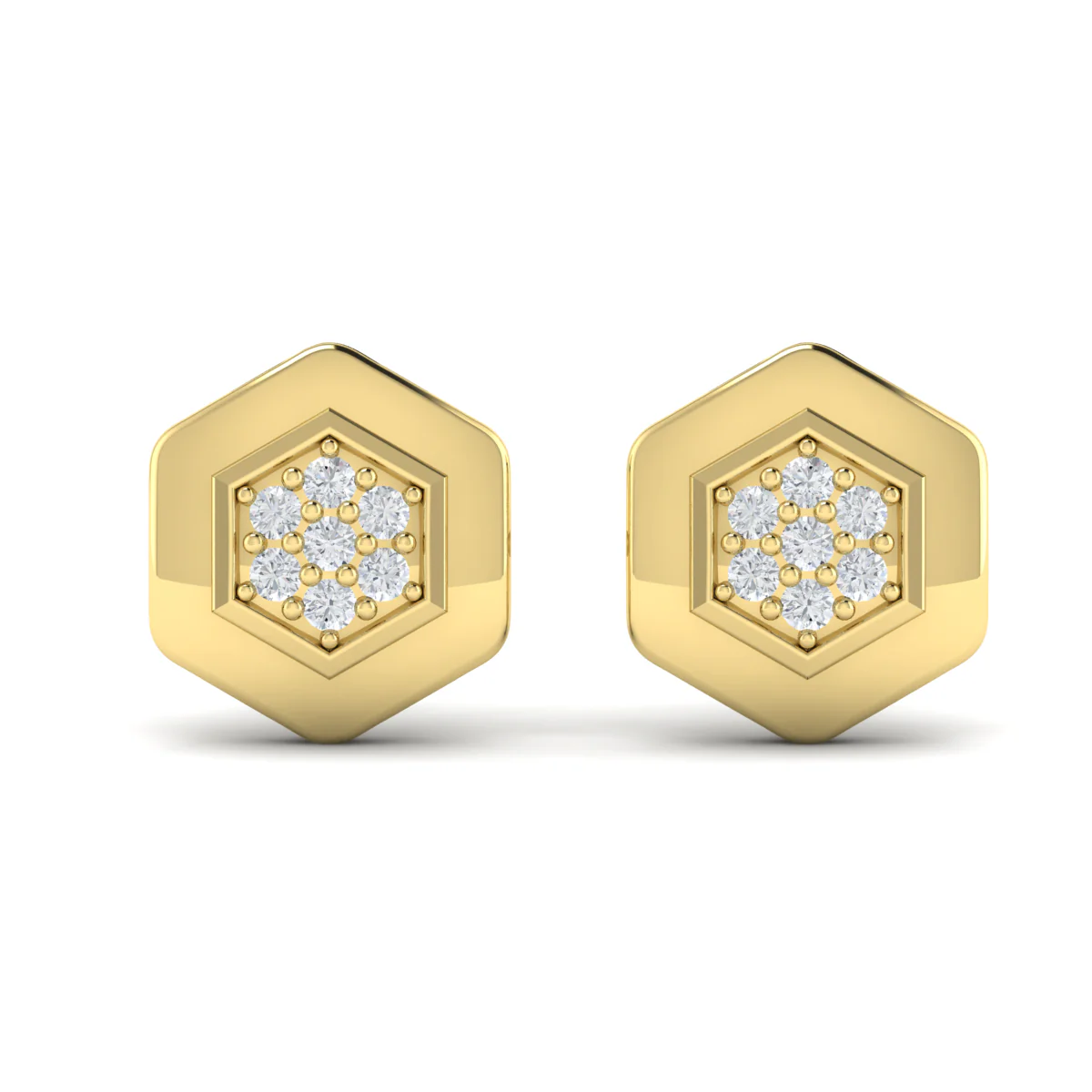 Vlora Serafina 14K Diamond Cluster Honeycomb Stud Earrings (0.18CTW) - Image 7