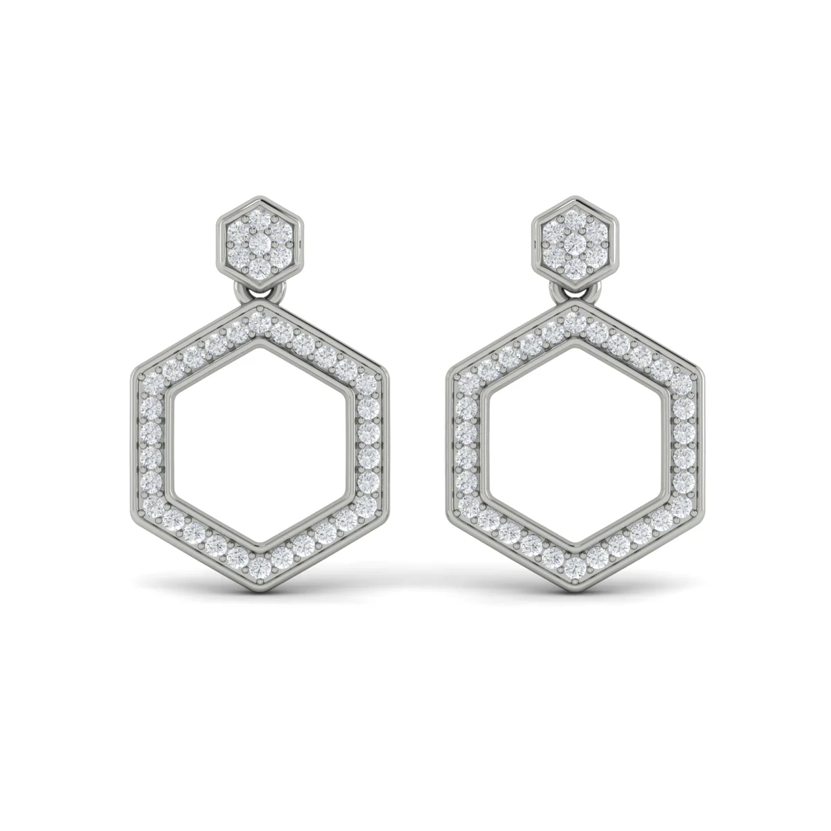 Vlora Serafina 14K Channel Set Diamond Open Honeycomb Drop Stud Earrings (0.59CTW) - Image 4