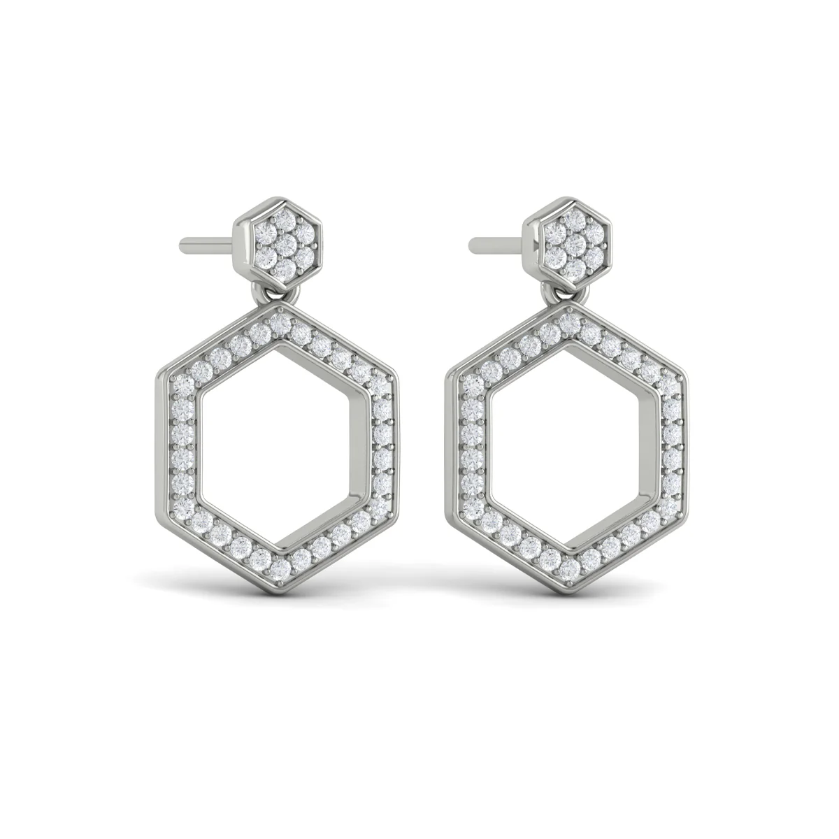 Vlora Serafina 14K Channel Set Diamond Open Honeycomb Drop Stud Earrings (0.59CTW) - Image 6