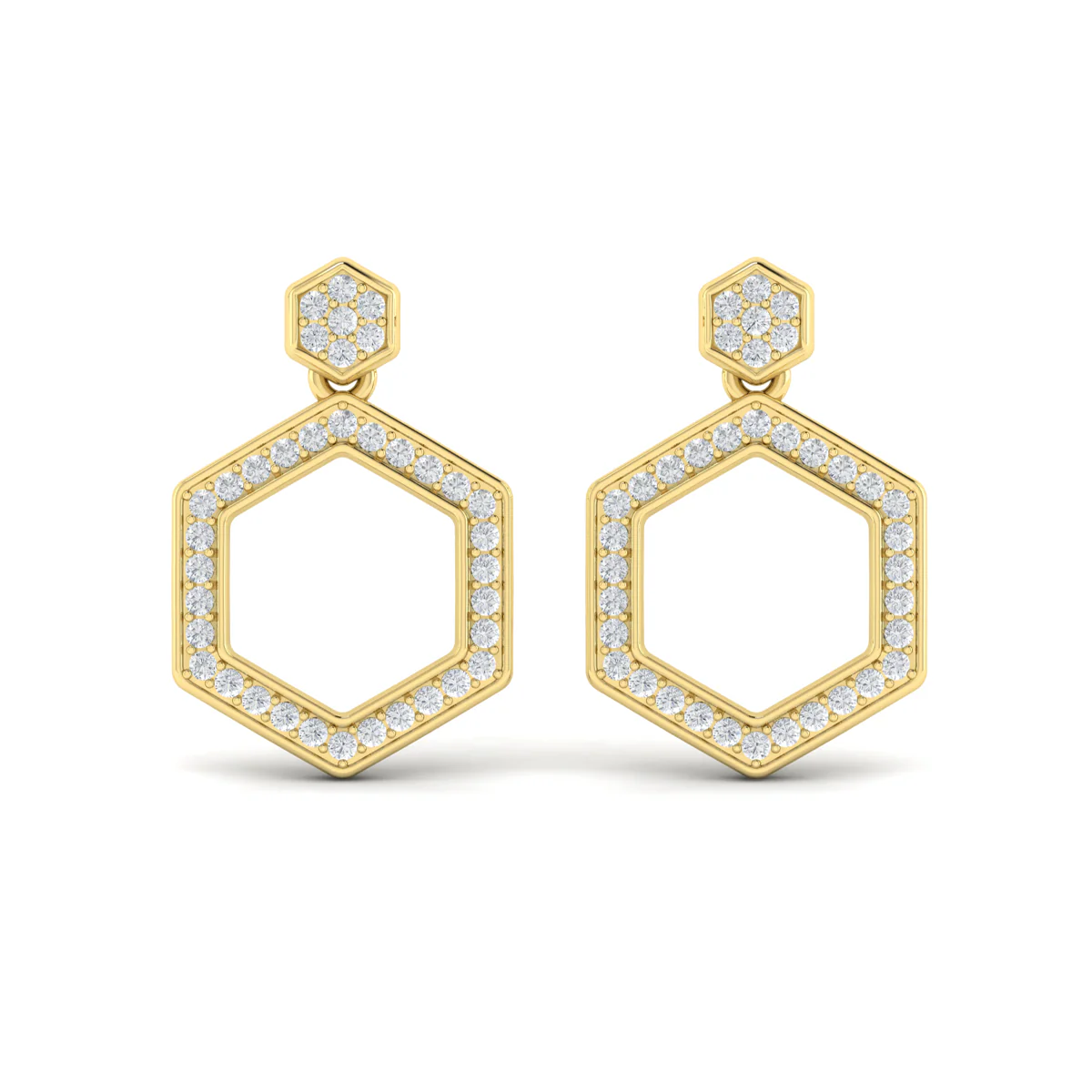 Vlora Serafina 14K Channel Set Diamond Open Honeycomb Drop Stud Earrings (0.59CTW) - Image 7