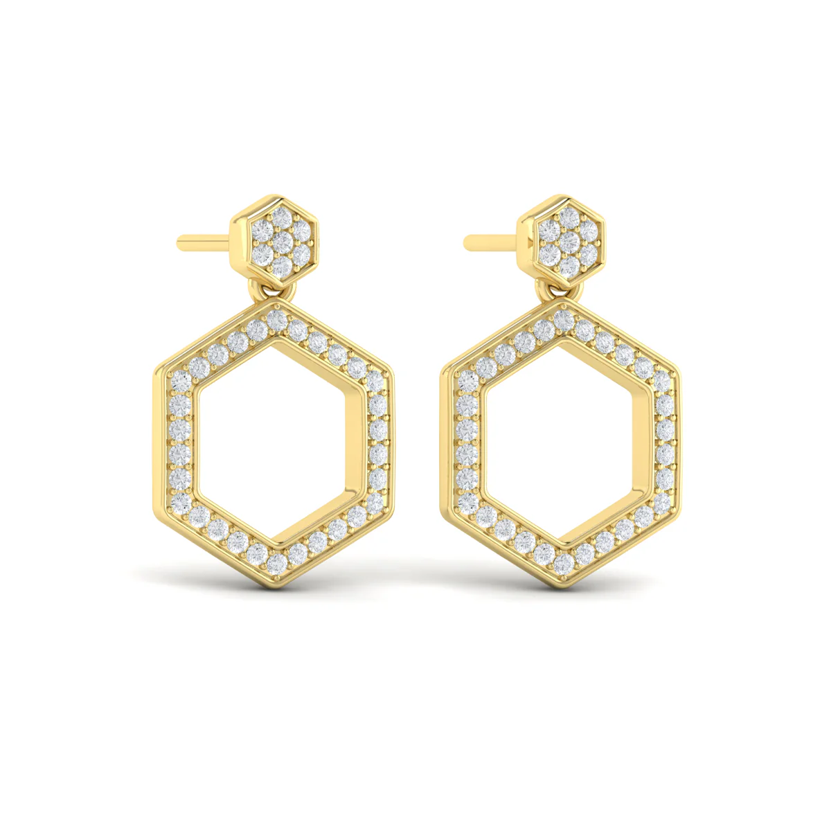 Vlora Serafina 14K Channel Set Diamond Open Honeycomb Drop Stud Earrings (0.59CTW) - Image 9