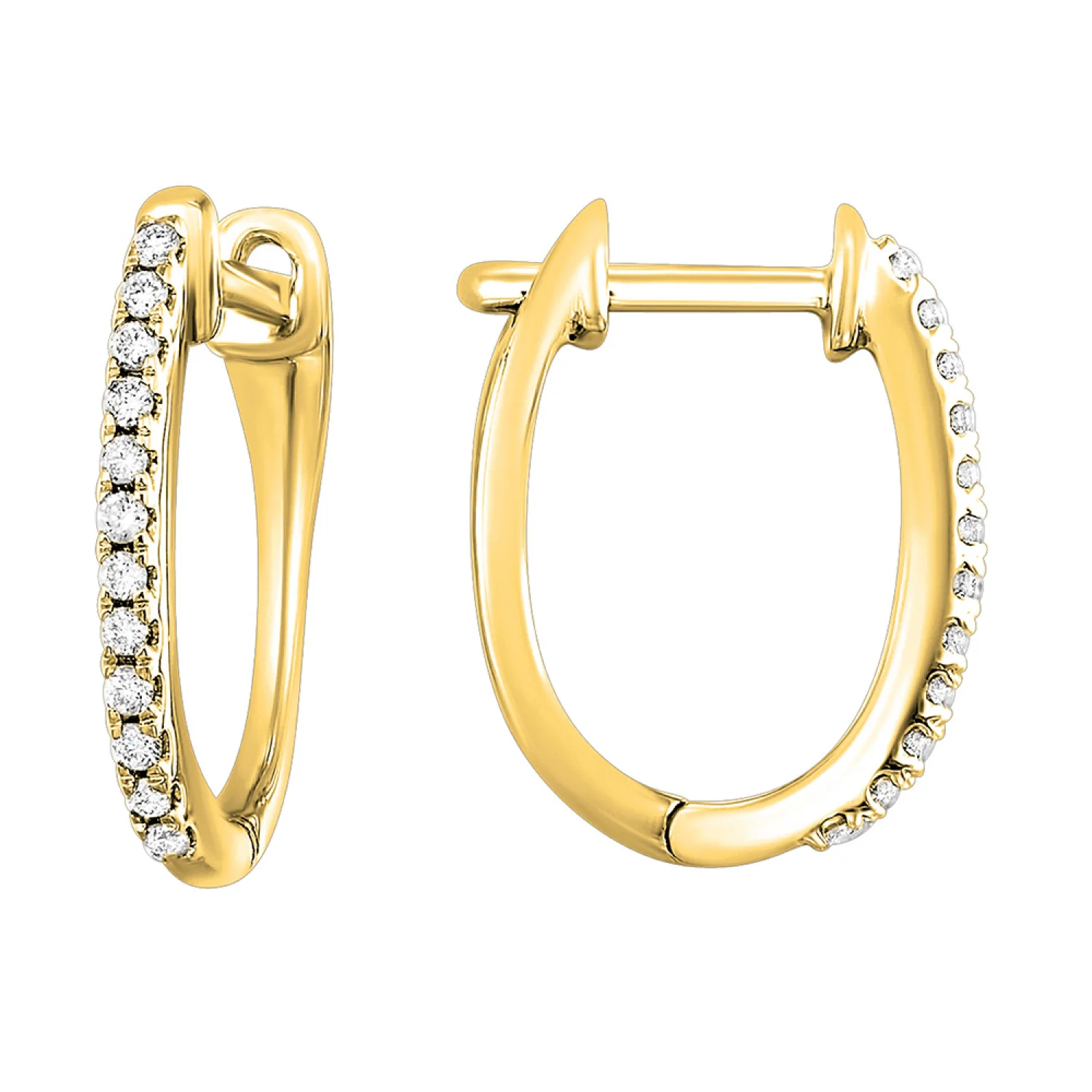 Gold Diamond Hoops 0.1CTW - Image 2